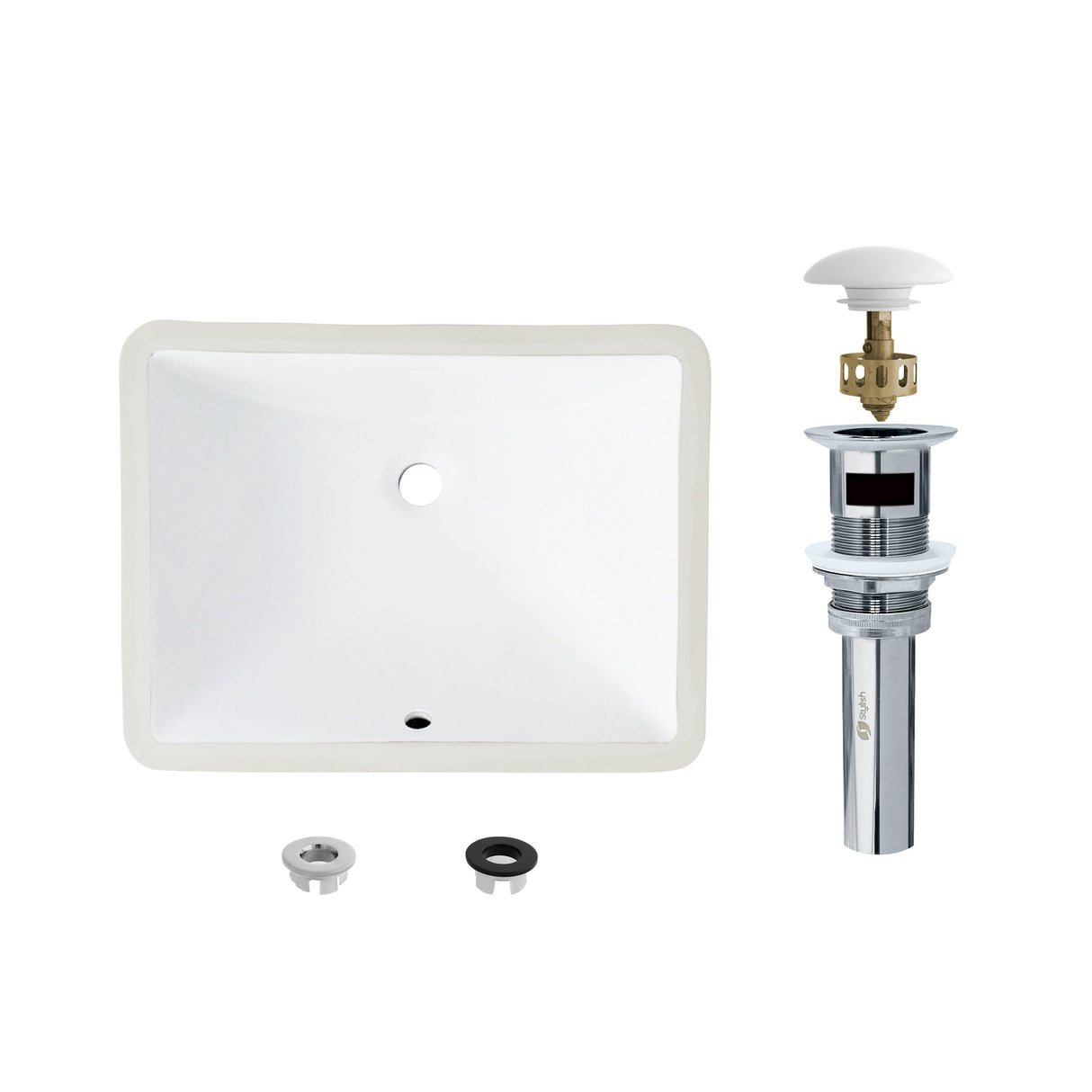 1825 W X 13 D Porcelain Rectangular Undermount Bathroom Sink With Pop Up Drain