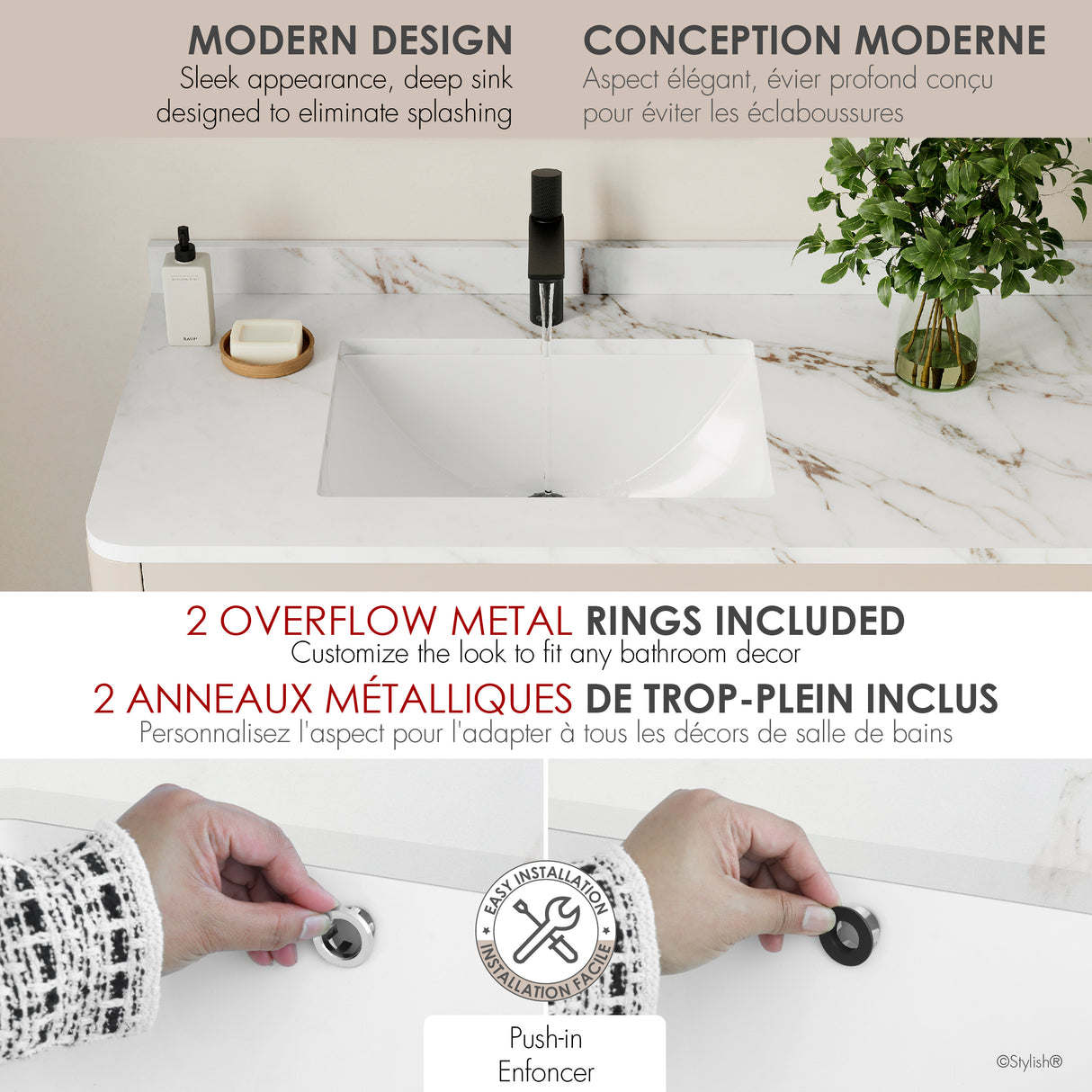 21.25" W x 14.5" D Porcelain Rectangular Undermount Bathroom Sink Set of 2