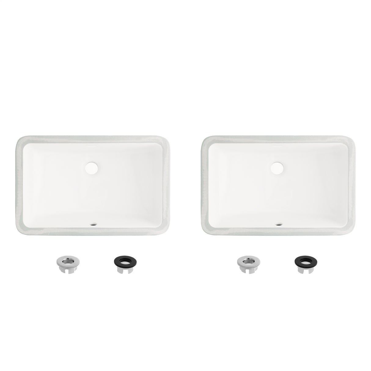 18" W x 12" D Porcelain Rectangular Undermount Bathroom Sink Set of 2
