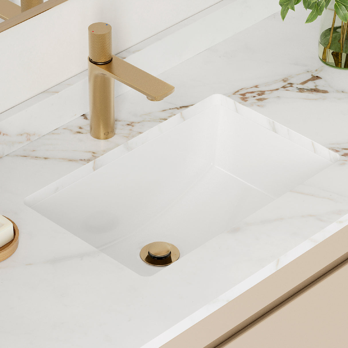 18" W x 12" D Porcelain Rectangular Undermount Bathroom Sink Set of 2