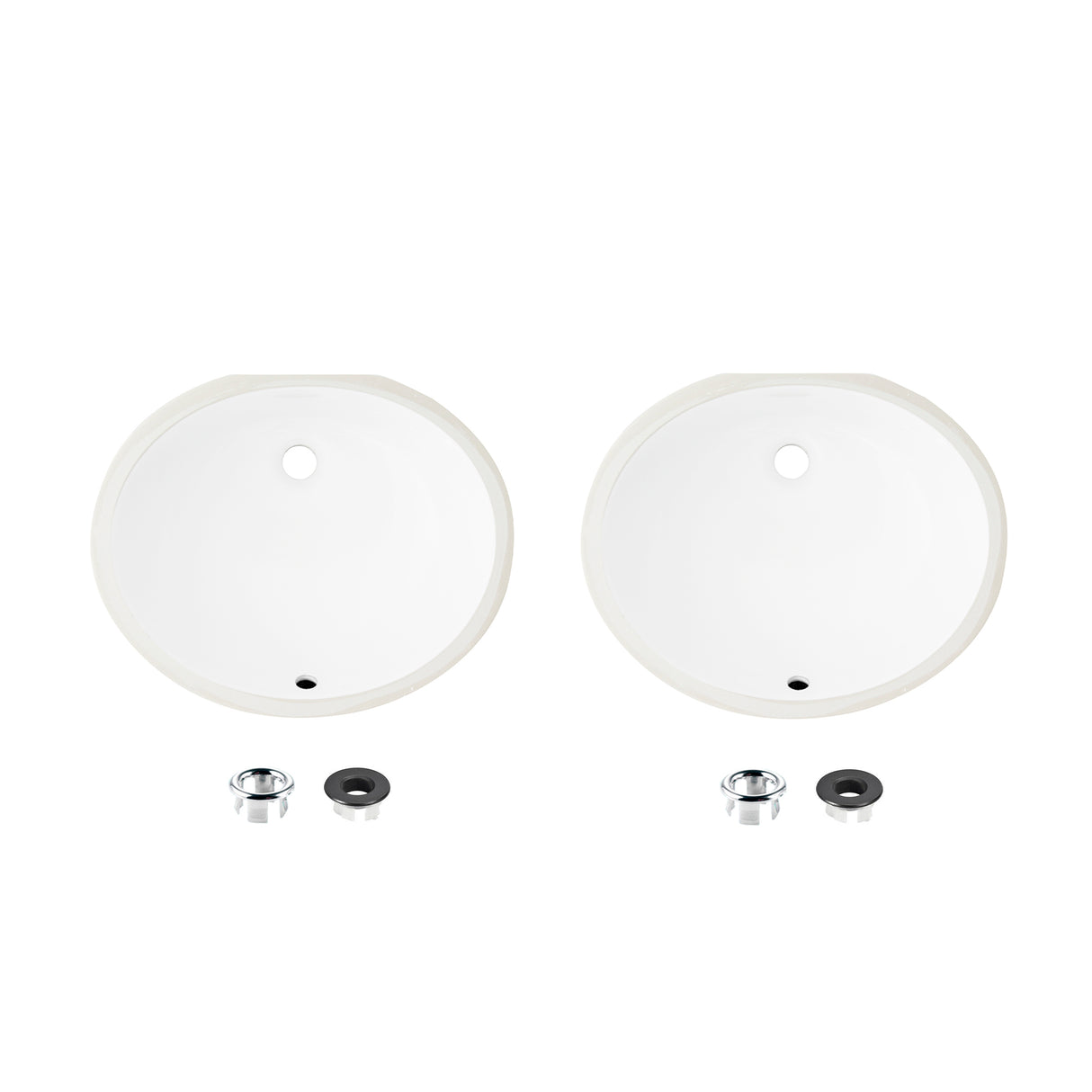 19.5" W x 16" D Porcelain Oval Undermount Bathroom Sink Set of 2