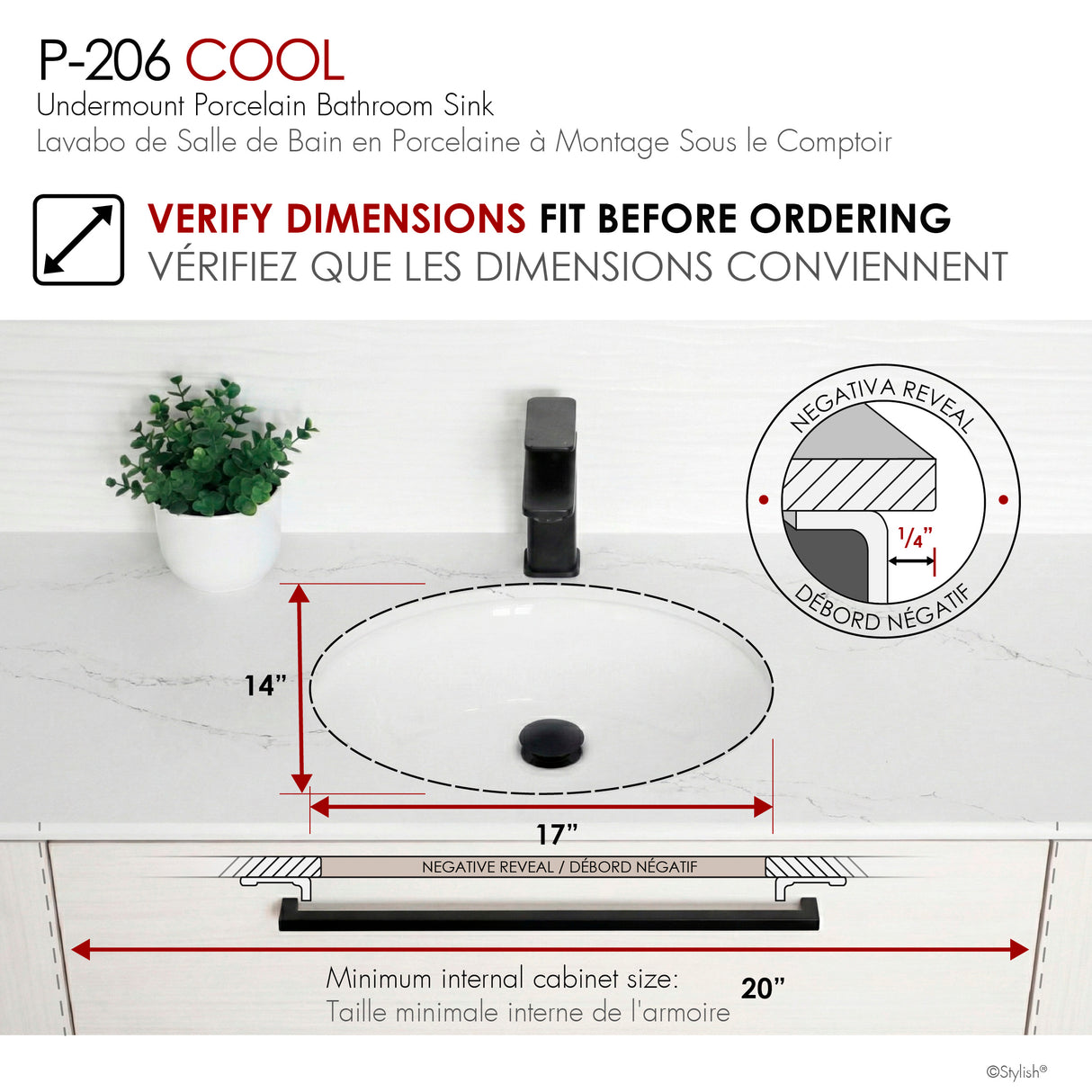 19.5" W x 16" D Porcelain Oval Undermount Bathroom Sink Set of 2