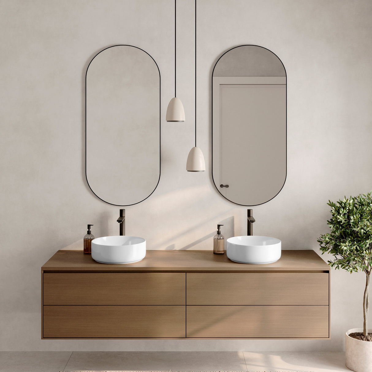 14.12" W Porcelain Round Vessel Sink
