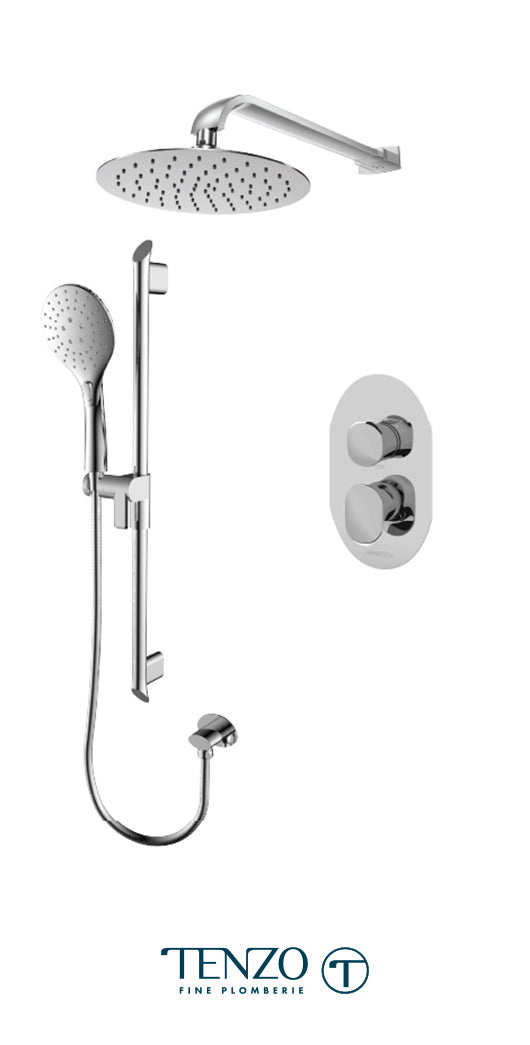 Fluvia T-Box kit 2 functions pres bal chrome finish