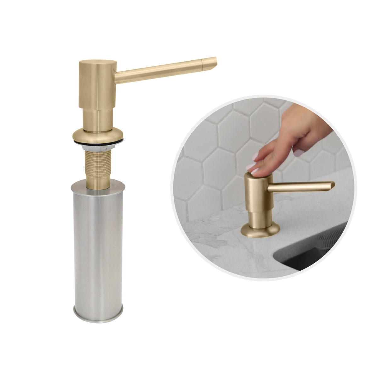 Stainless Steel Soap Dispenser for Kitchen Sink. Pump Liquid Hand Lotion Dispenser