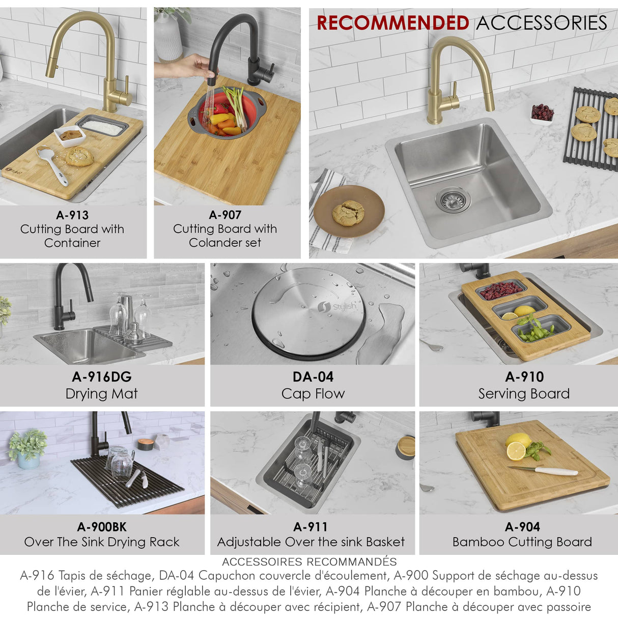 STYLISH 15 inch Single Bowl Undermount and Drop-in Stainless Steel Kitchen Sink