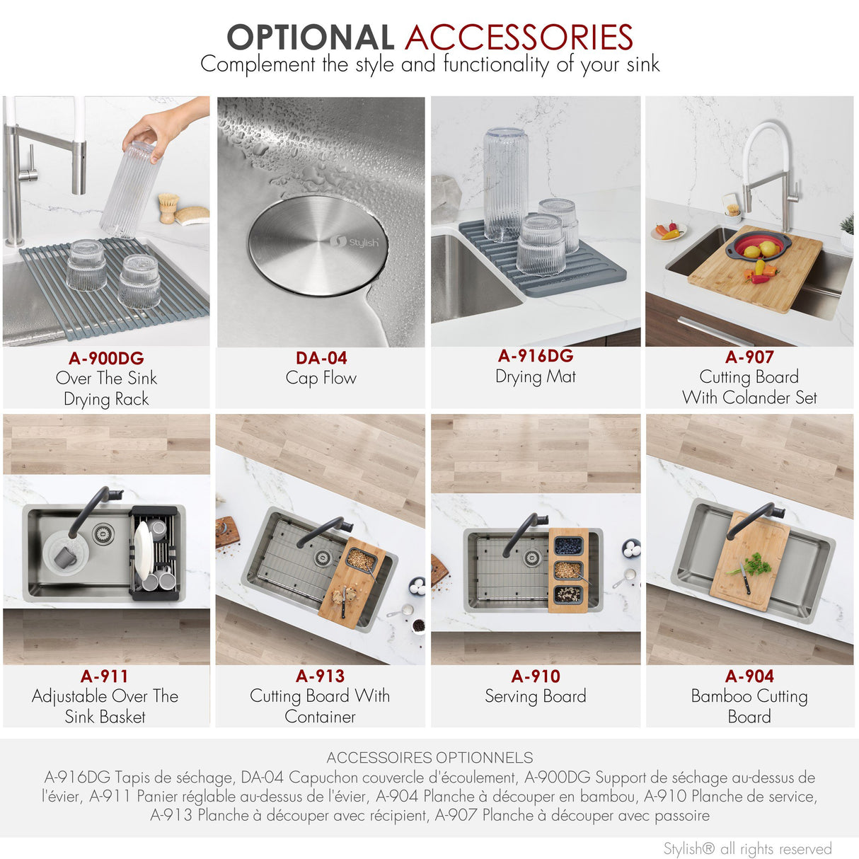 STYLISH 27 inch Single Bowl Undermount and Drop-in Stainless Steel Kitchen Sink