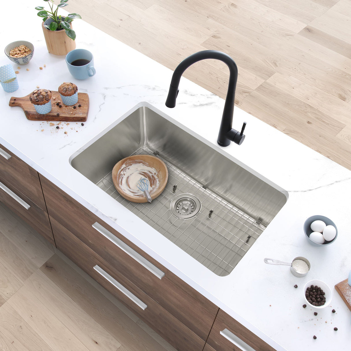 STYLISH 27 inch Single Bowl Undermount and Drop-in Stainless Steel Kitchen Sink