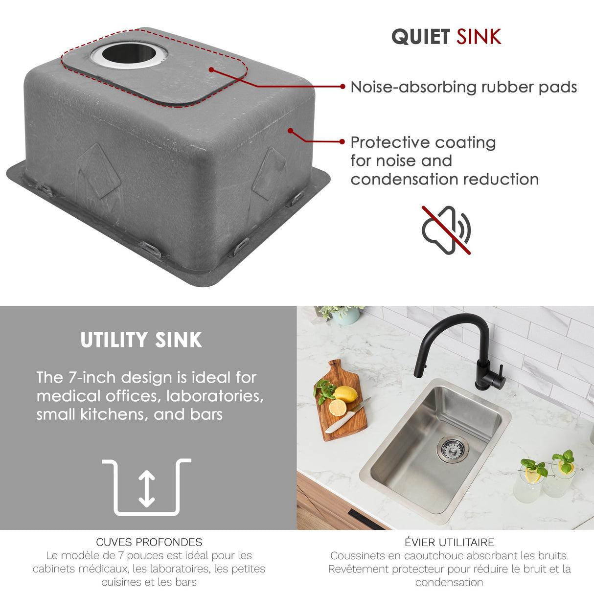 STYLISH 12 inch Single Bowl Undermount and Drop-in Stainless Steel Kitchen Sink