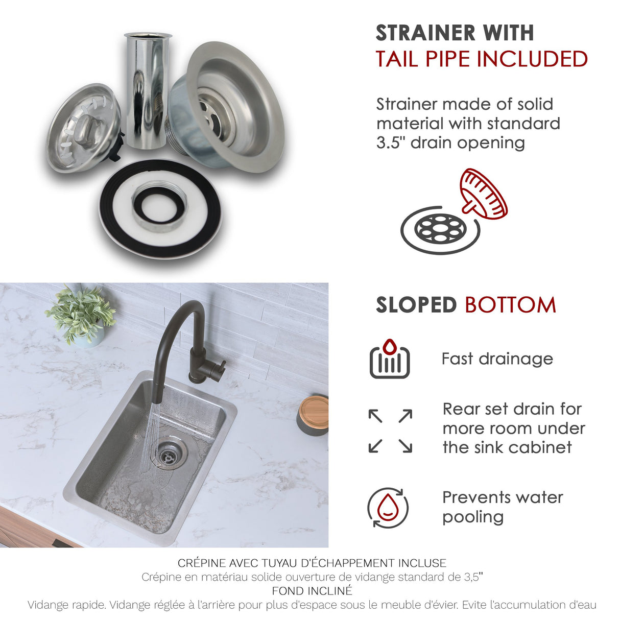 STYLISH 12 inch Single Bowl Undermount and Drop-in Stainless Steel Kitchen Sink