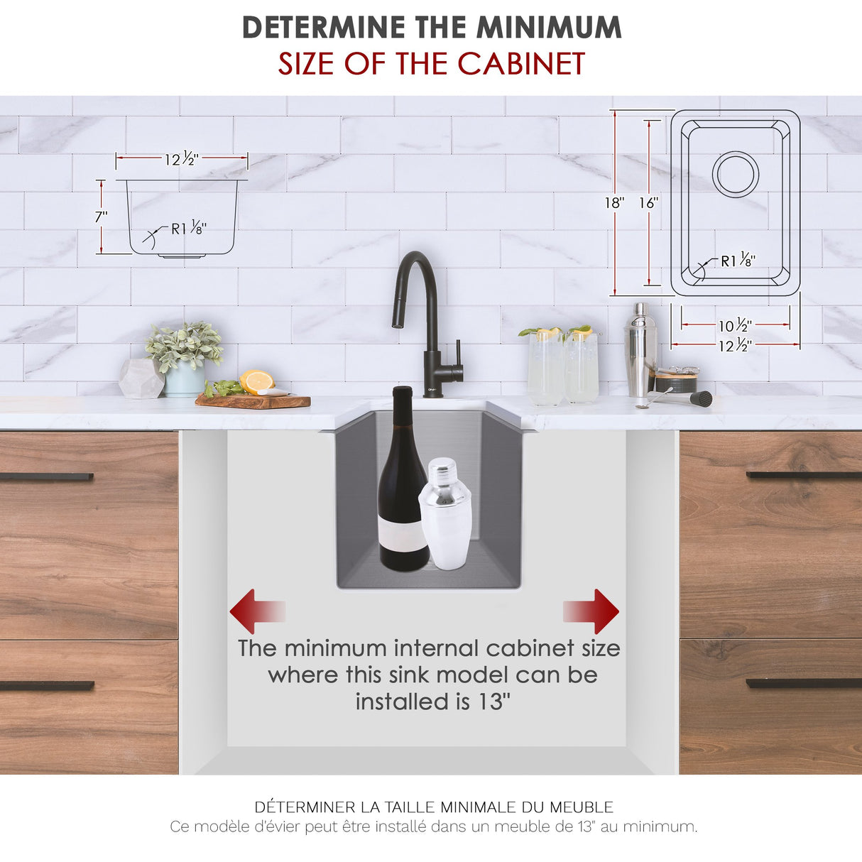 STYLISH 12 inch Single Bowl Undermount and Drop-in Stainless Steel Kitchen Sink