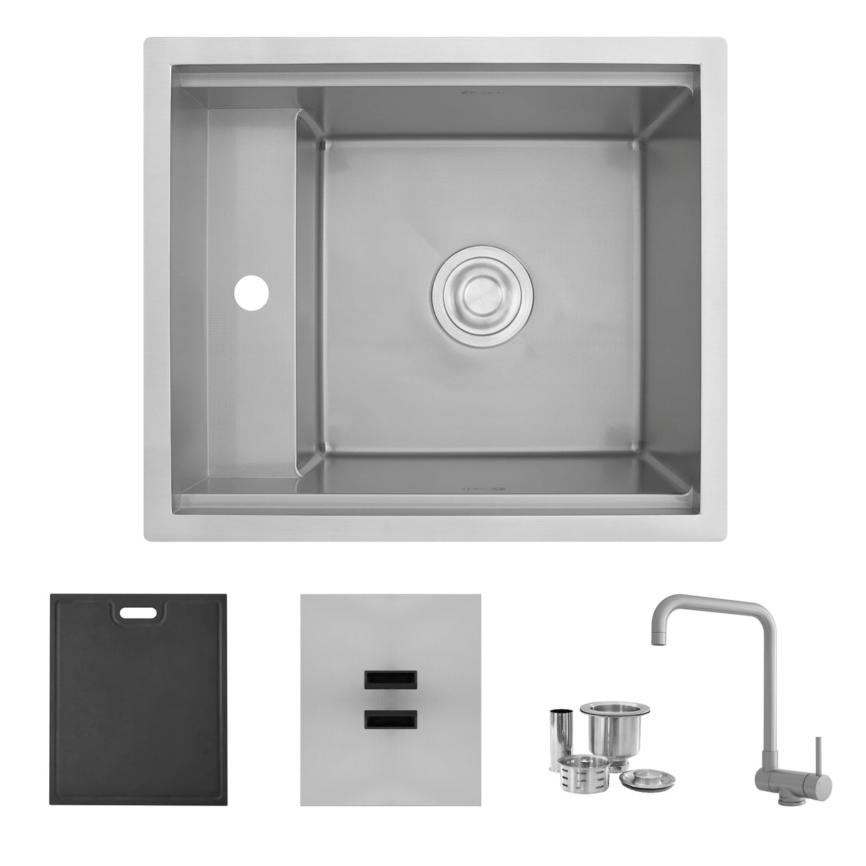 Concealed Dual Mount 20 inch Utility Sink, 1-Hole Prep Sink Dura-Tek Finish with Faucet.
