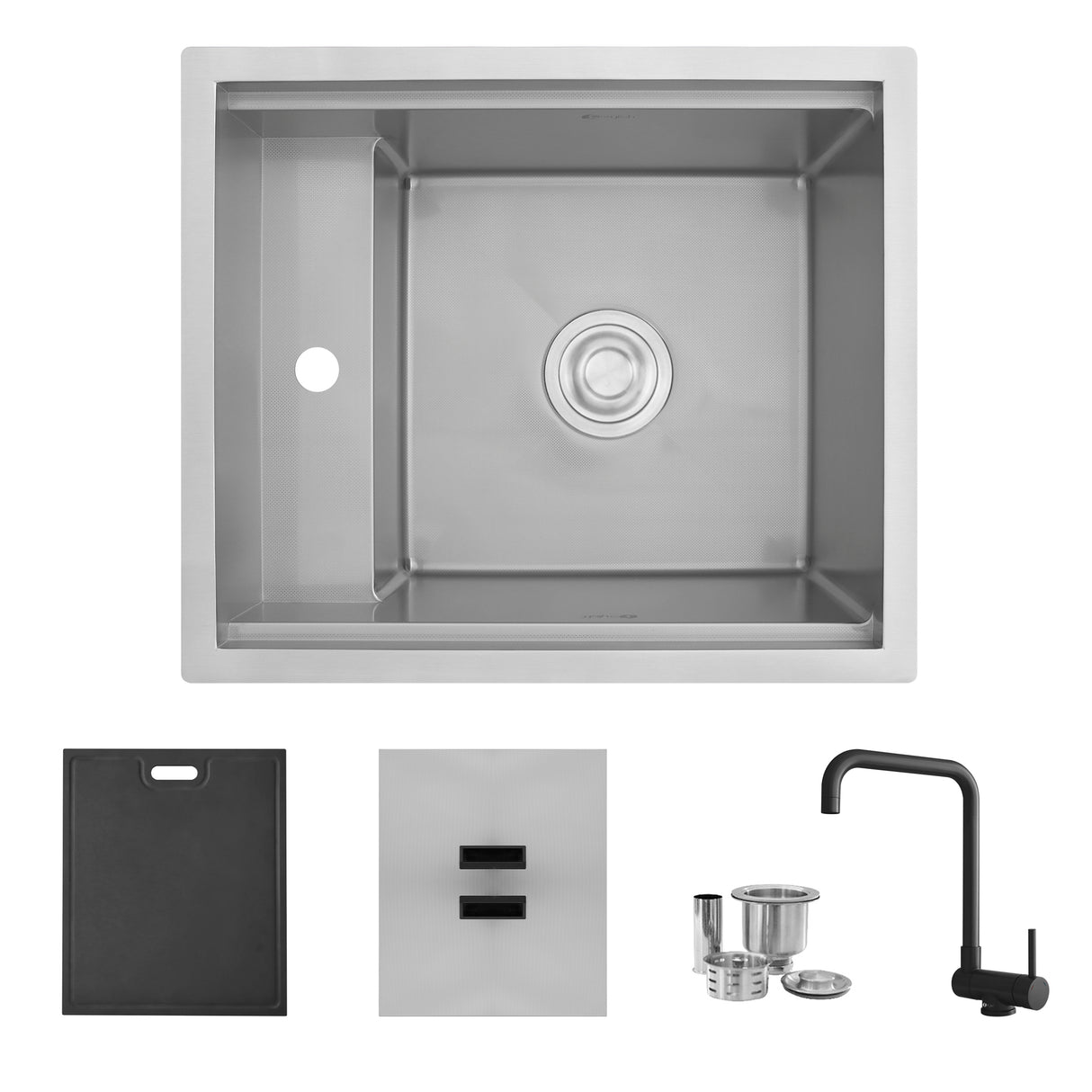 Concealed Dual Mount 20 inch Utility Sink, 1-Hole Prep Sink Dura-Tek Finish with Faucet