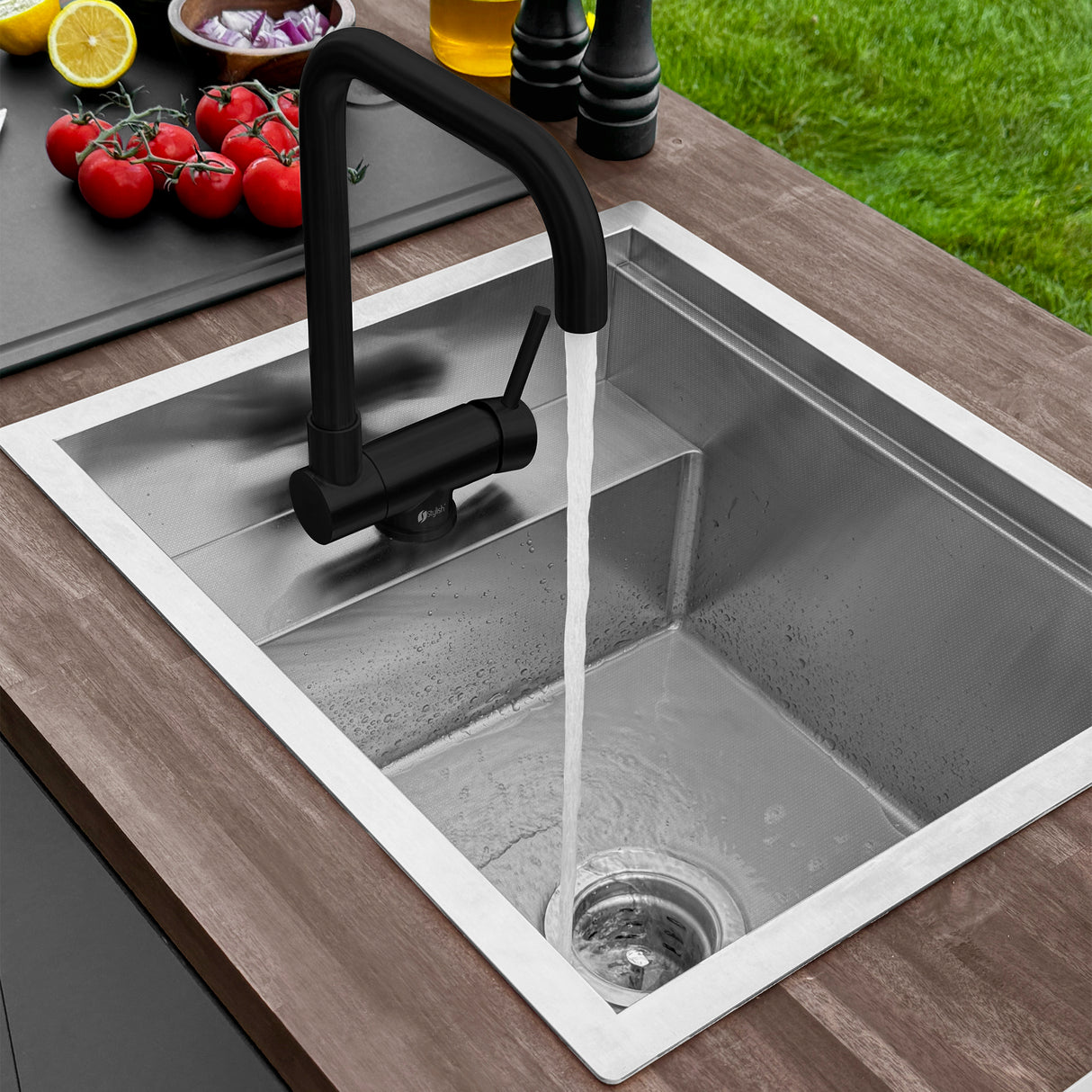 Concealed Dual Mount 20 inch Utility Sink, 1-Hole Prep Sink Dura-Tek Finish with Faucet