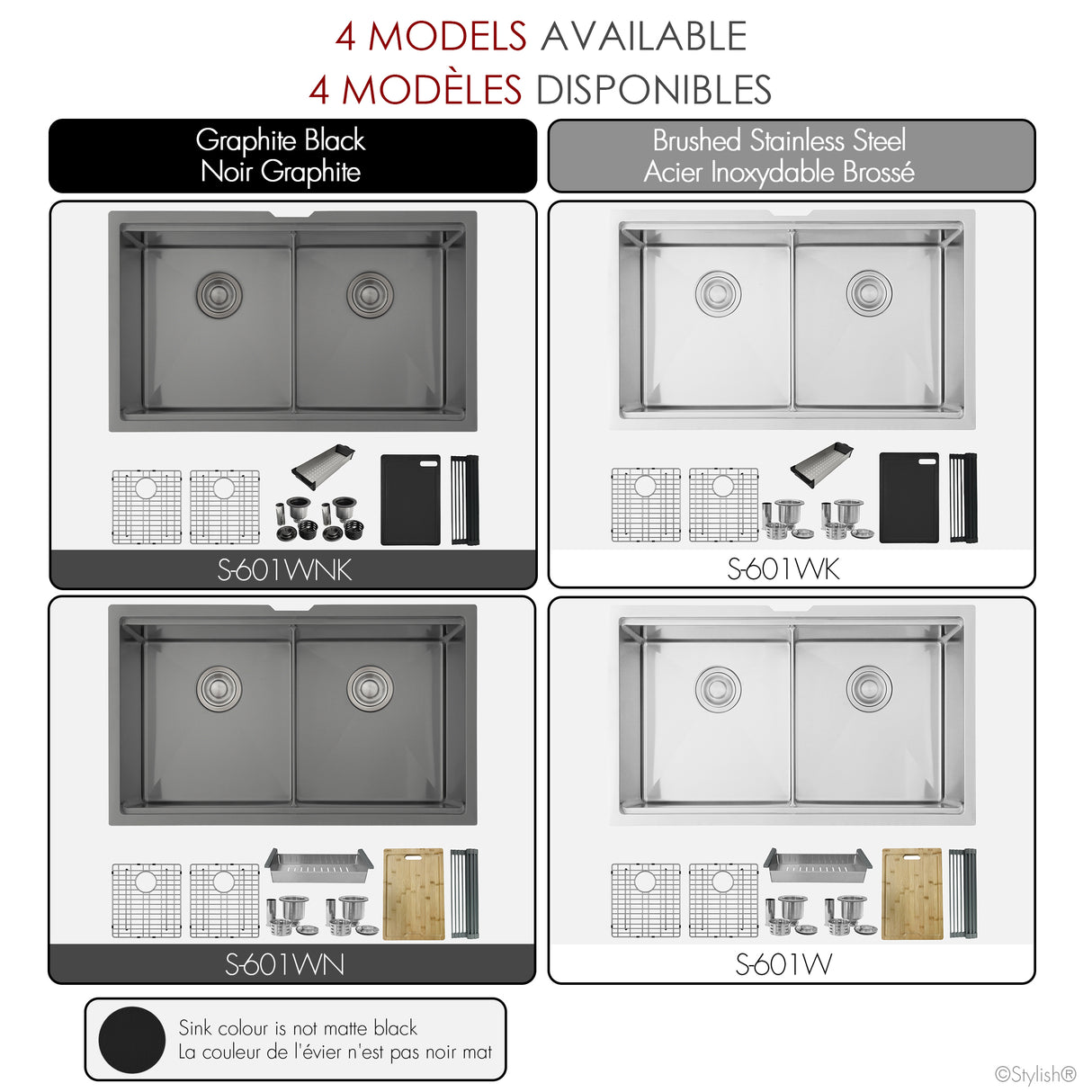 Undermount 32 inch Double Bowl Workstation Sink with Accesories