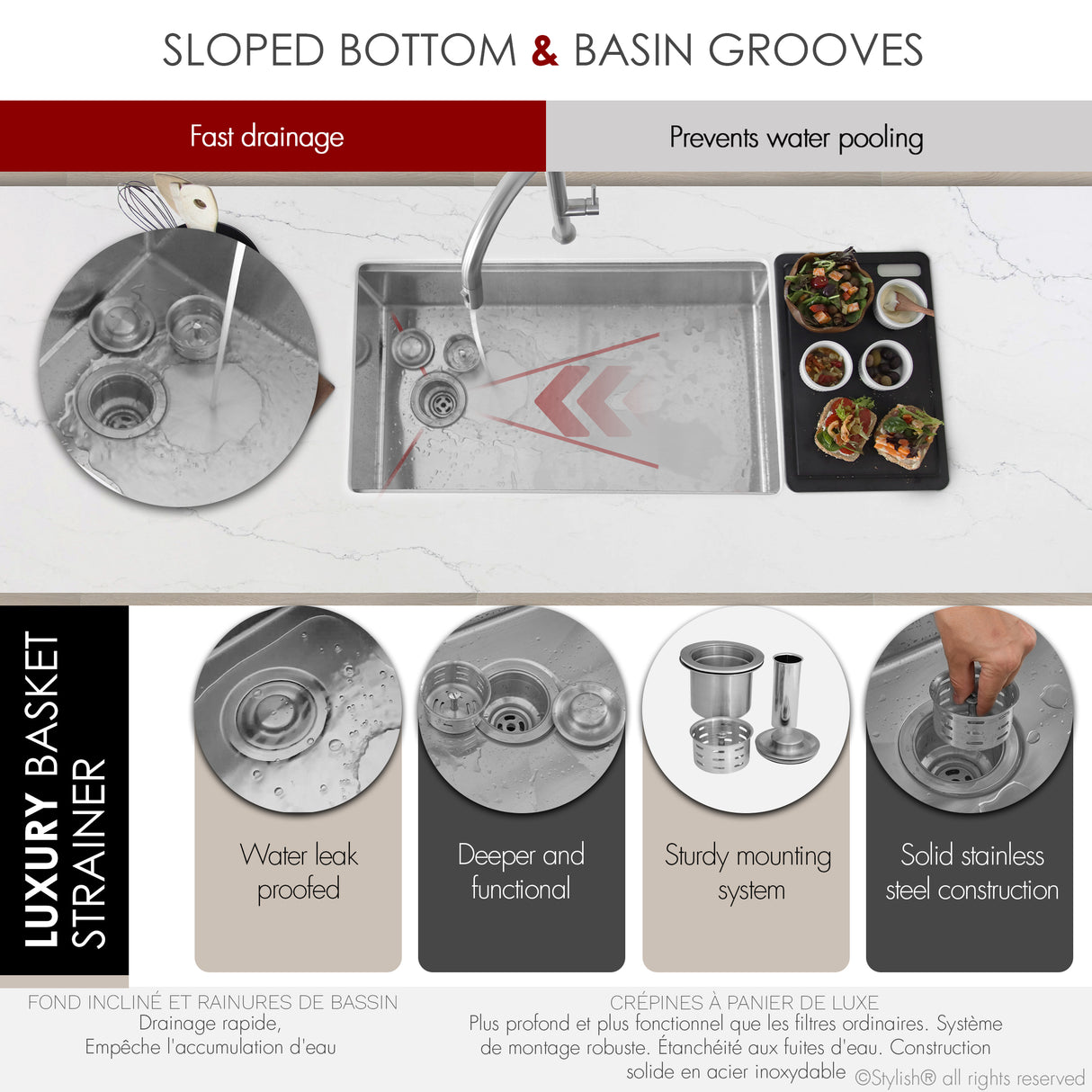 Undermount 33 inch Stainless Steel Single-Bowl Workstation Kitchen Sink