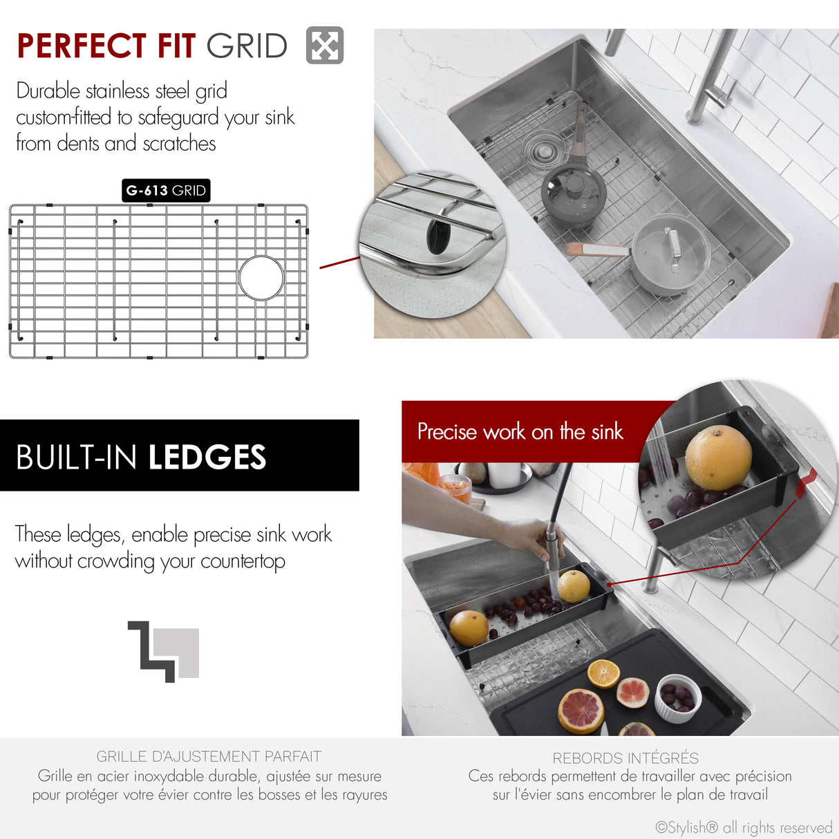 Undermount 33 inch Stainless Steel Single-Bowl Workstation Kitchen Sink