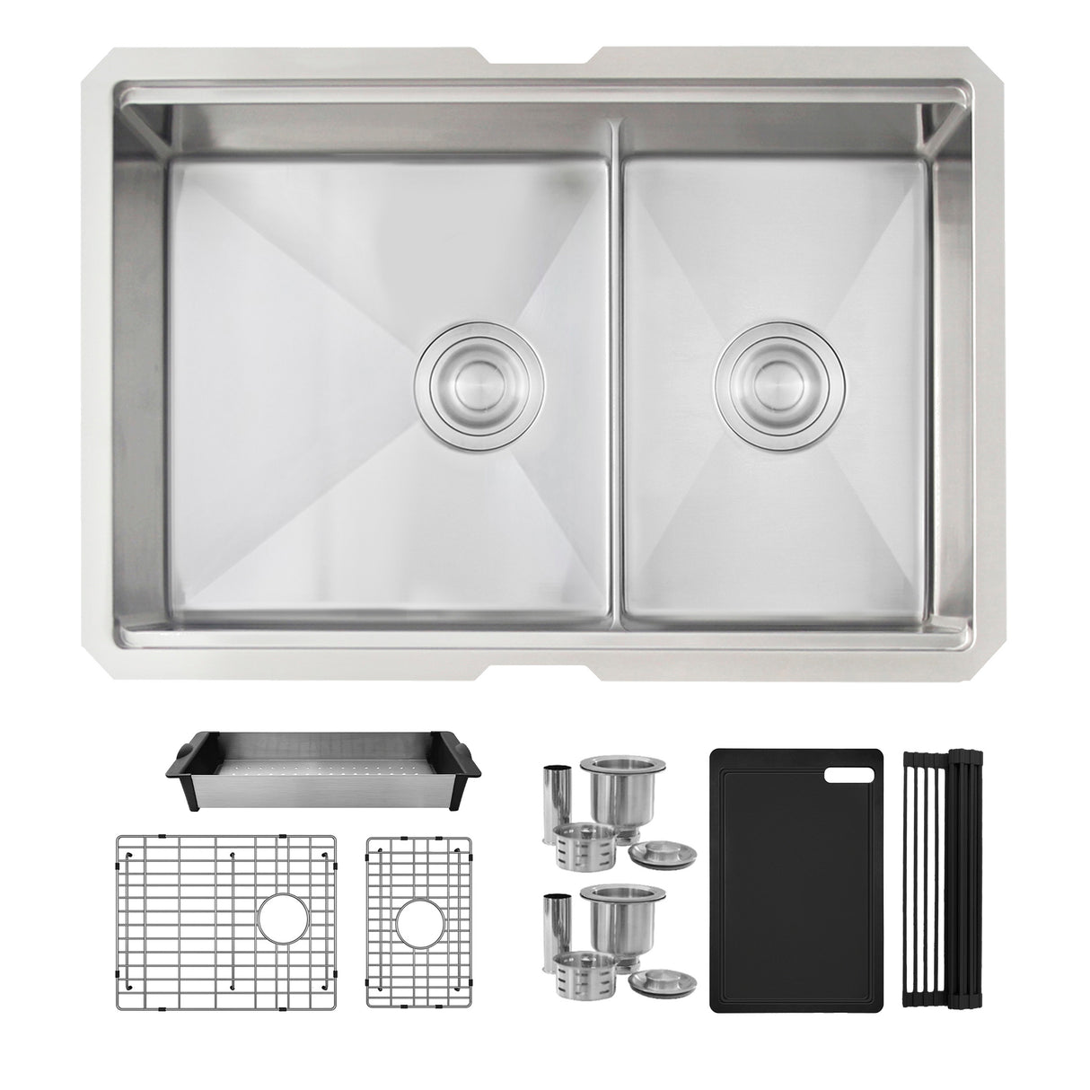 Undermount 28 inch double bowl 60/40 Workstation kitchen sink with Accessories
