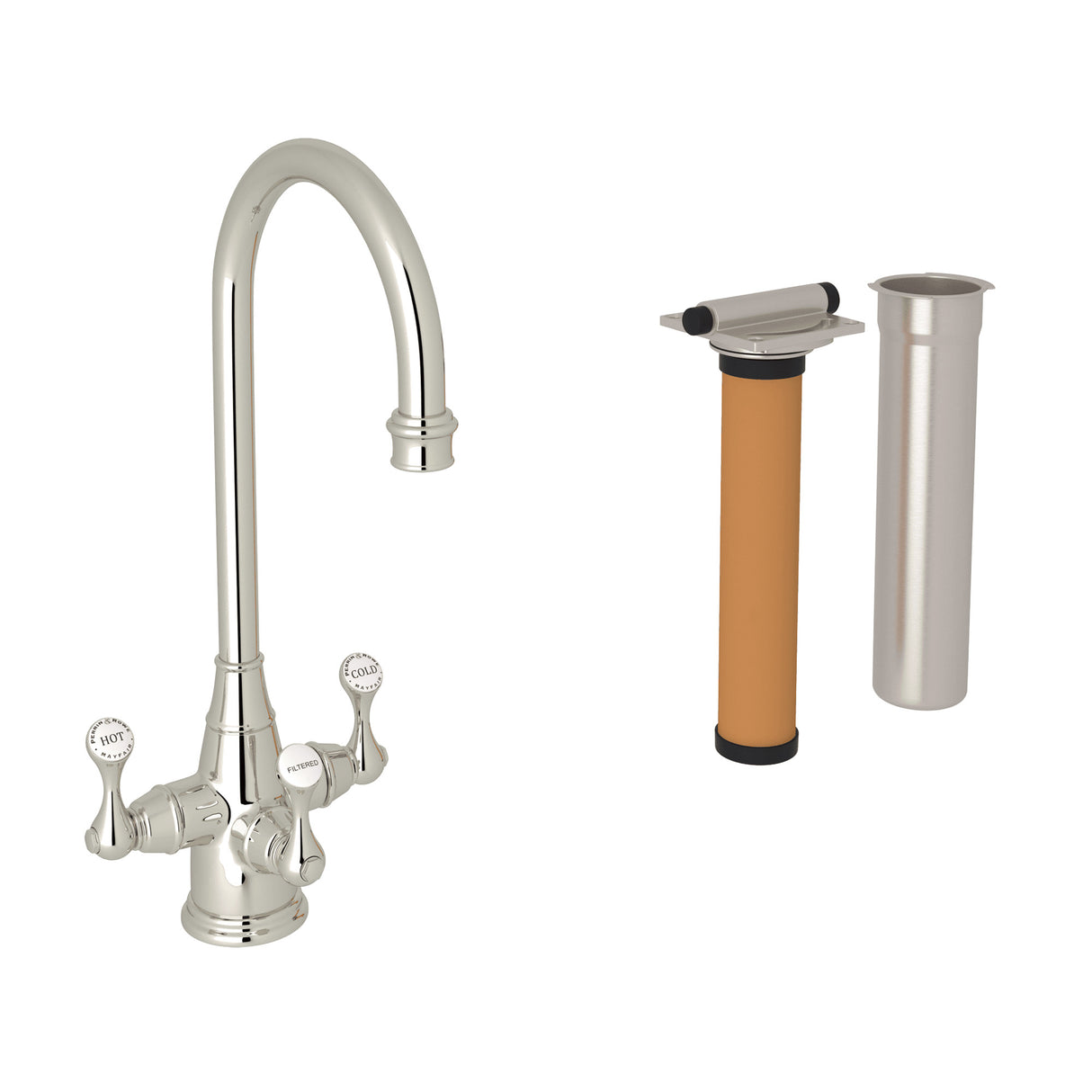 Georgian Era Three Handle Bar/Food Prep Filter Kitchen Faucet Kit