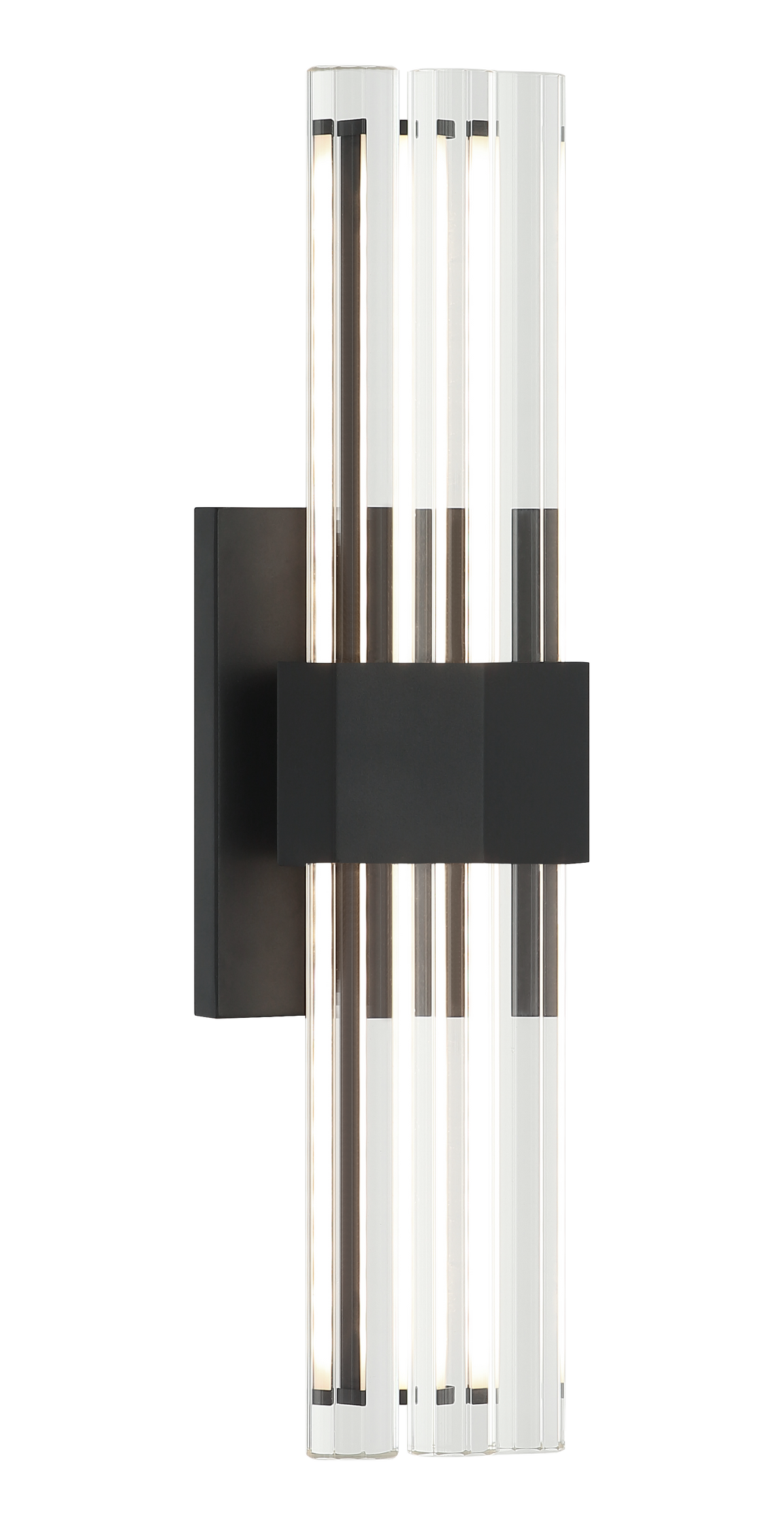 Matteo Krustallos LED glass rod wall sconce in Matte Black, front view