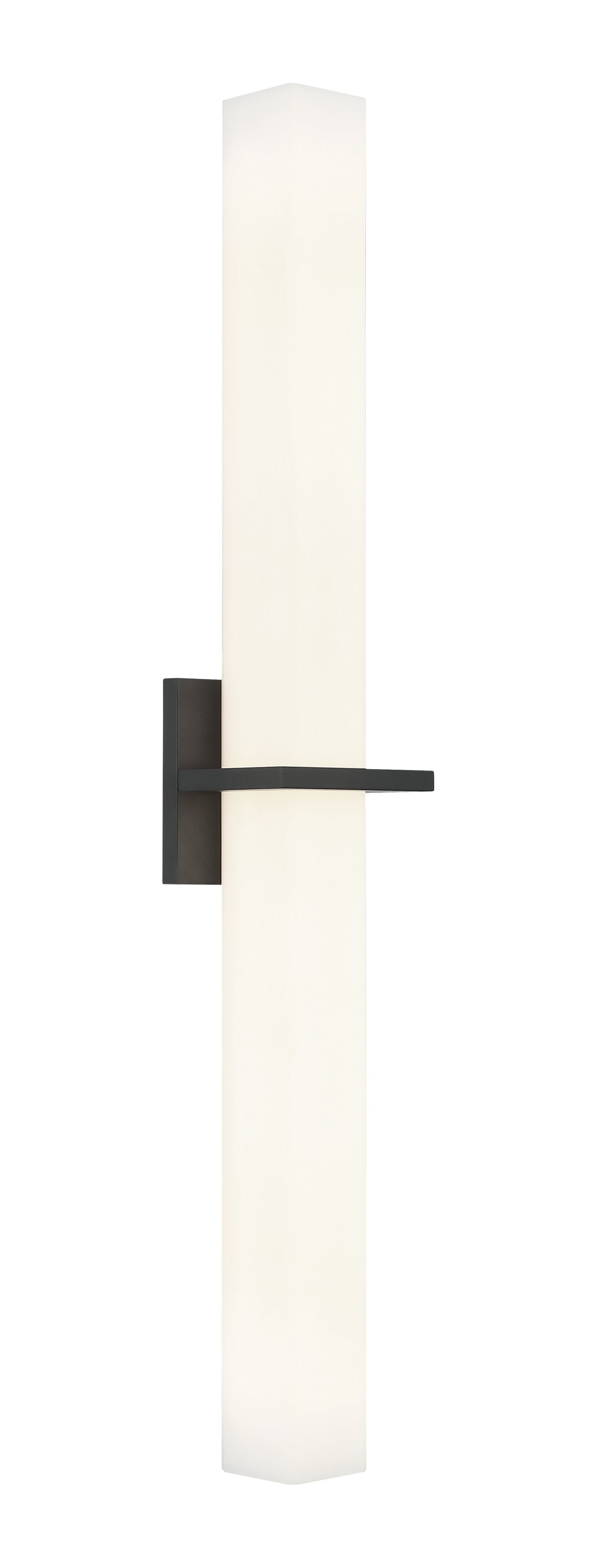 Matteo Rindlen S15530 LED vanity sconce in Matte Black, angled view of the glass shade