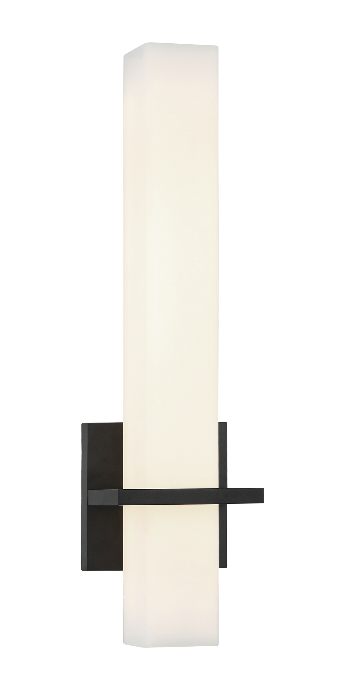 Matteo Rindlen S15518 LED wall sconce in Matte Black with square canopy and glass bar