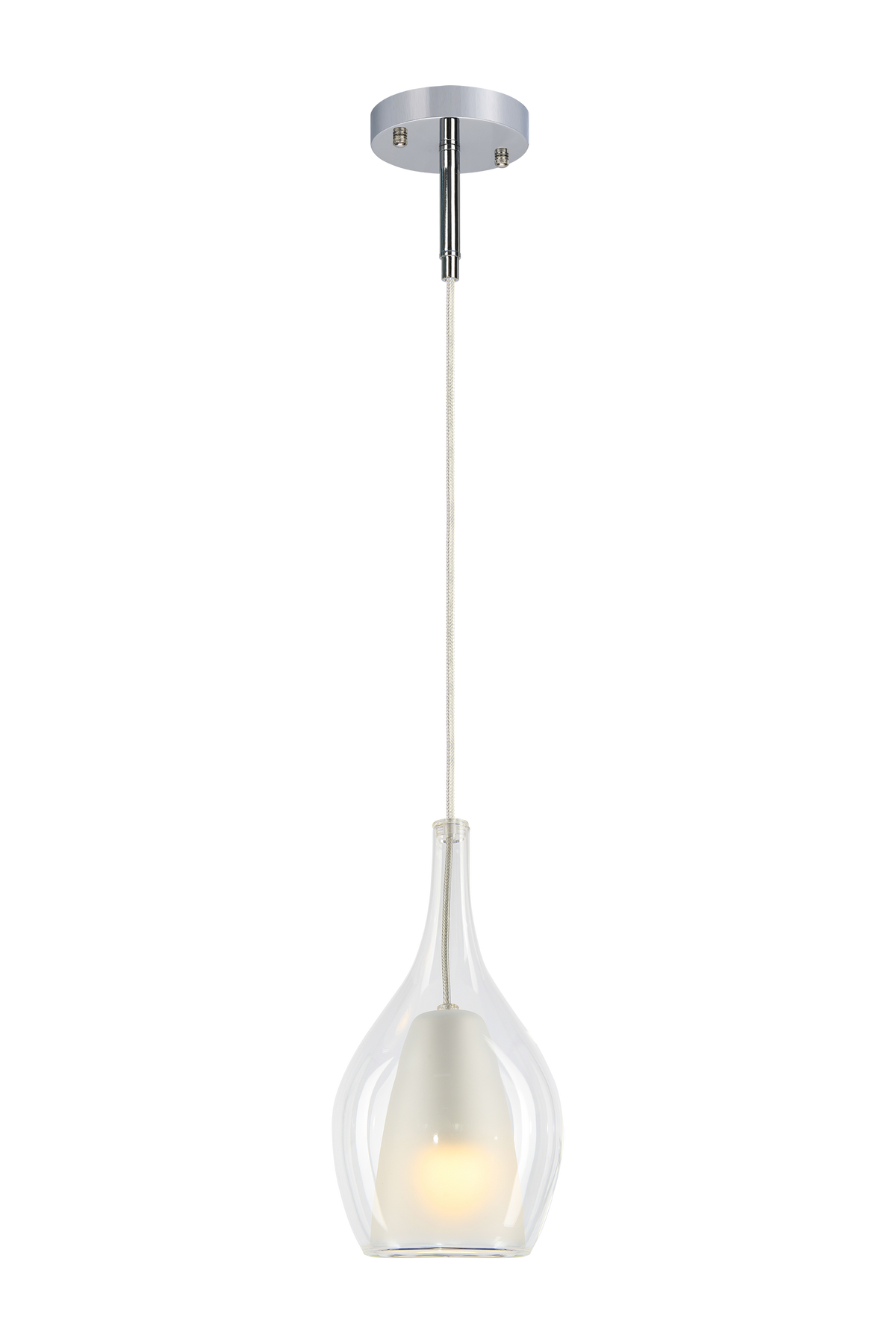 Matteo Jericho 1-light glass pendant in Chrome with round canopy