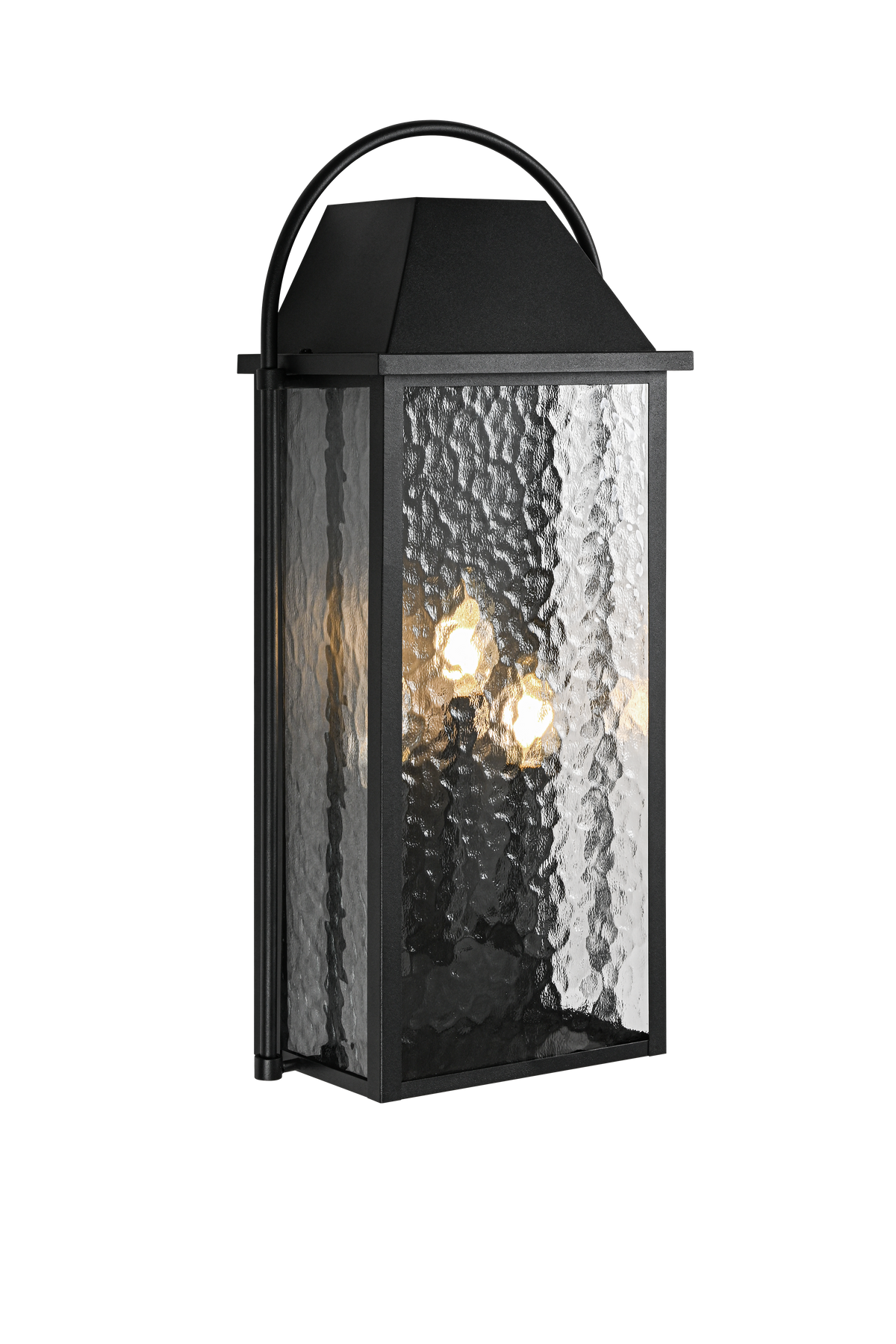 Matteo Dew outdoor lantern showing arched top and glass panels, product view