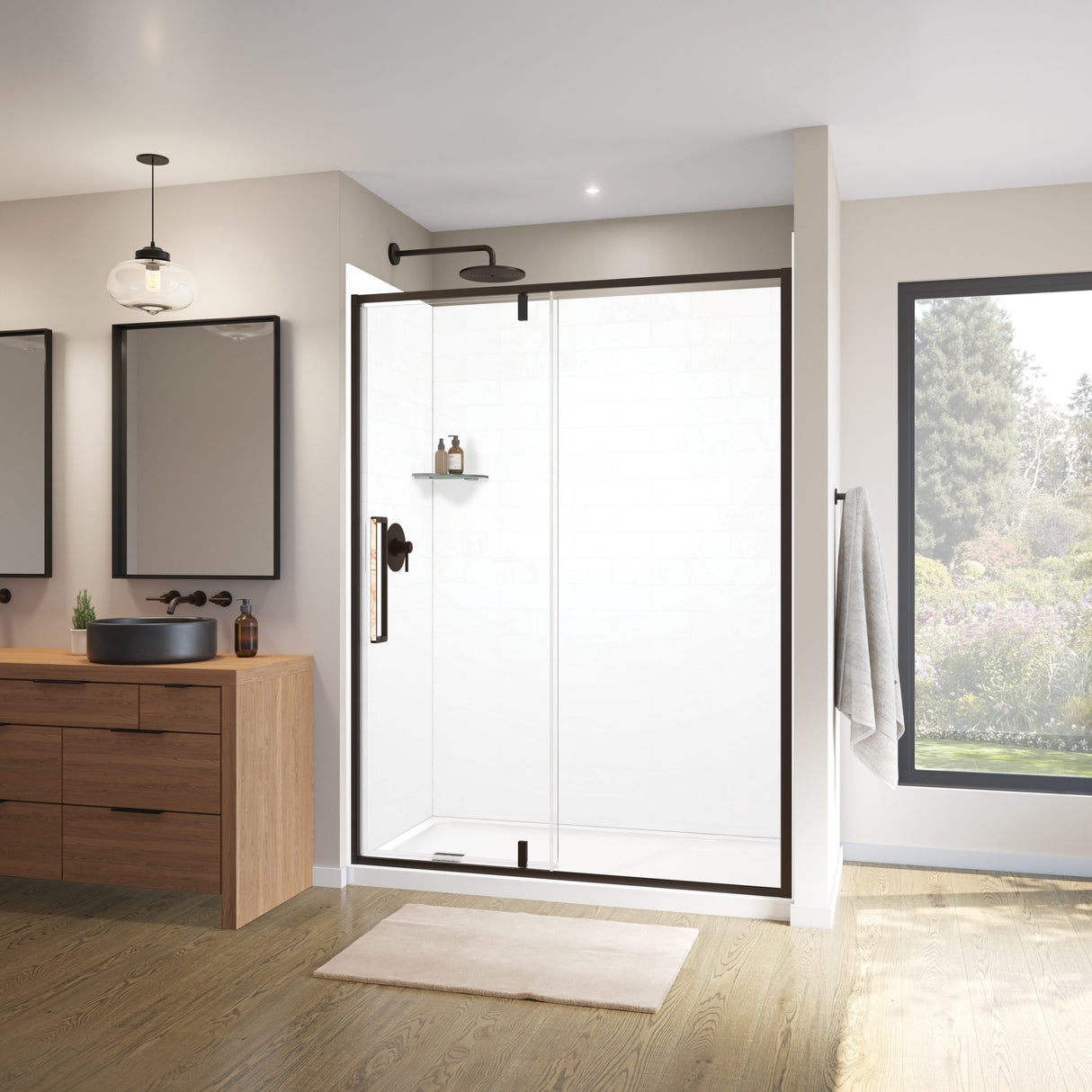 Uptown 57-59 x 76 in. 8 mm Pivot Shower Door for Alcove Installation with Clear glass in Chrome