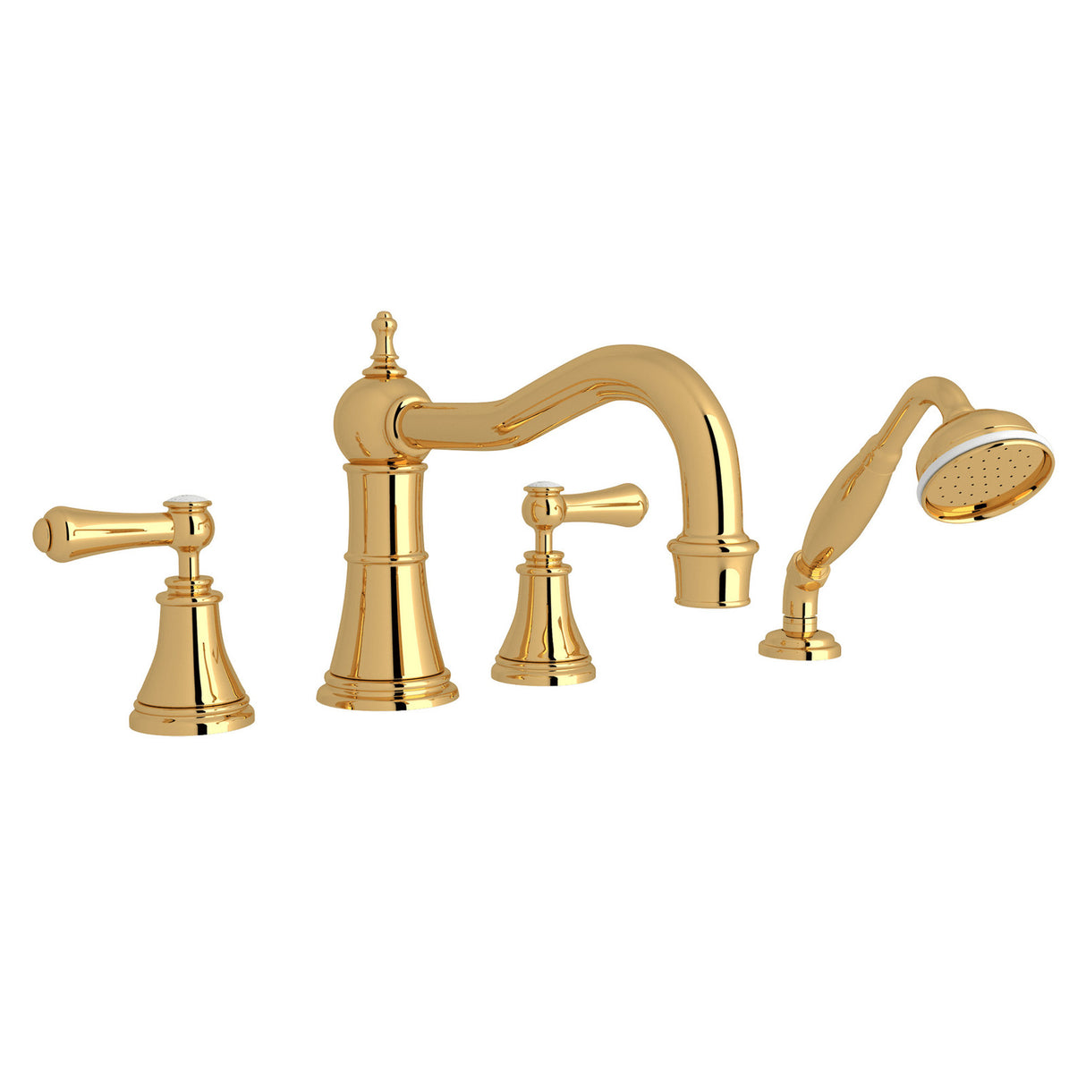 Georgian Era 4-Hole Deck Mount Tub Filler With Column Spout