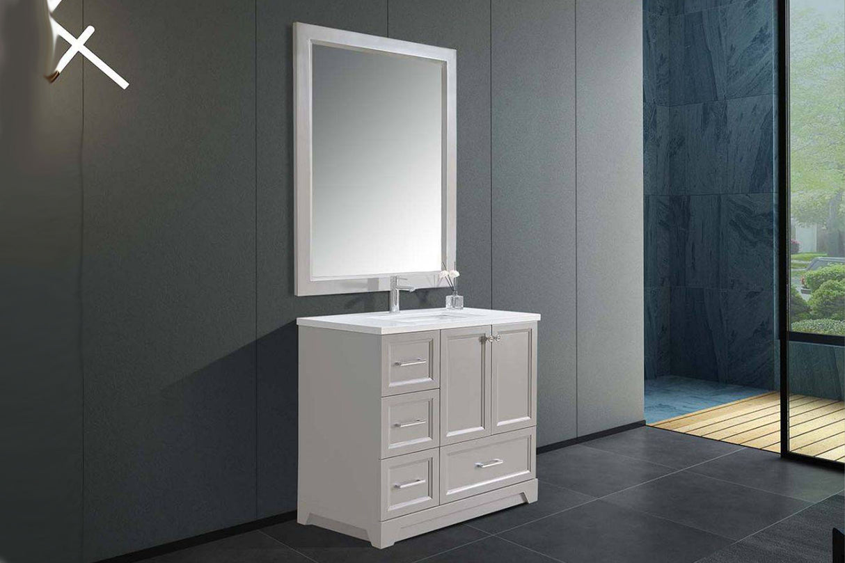 Waltz Transitional Floor Mount Single Sink Vanity Set – Size Options 30” And 36”