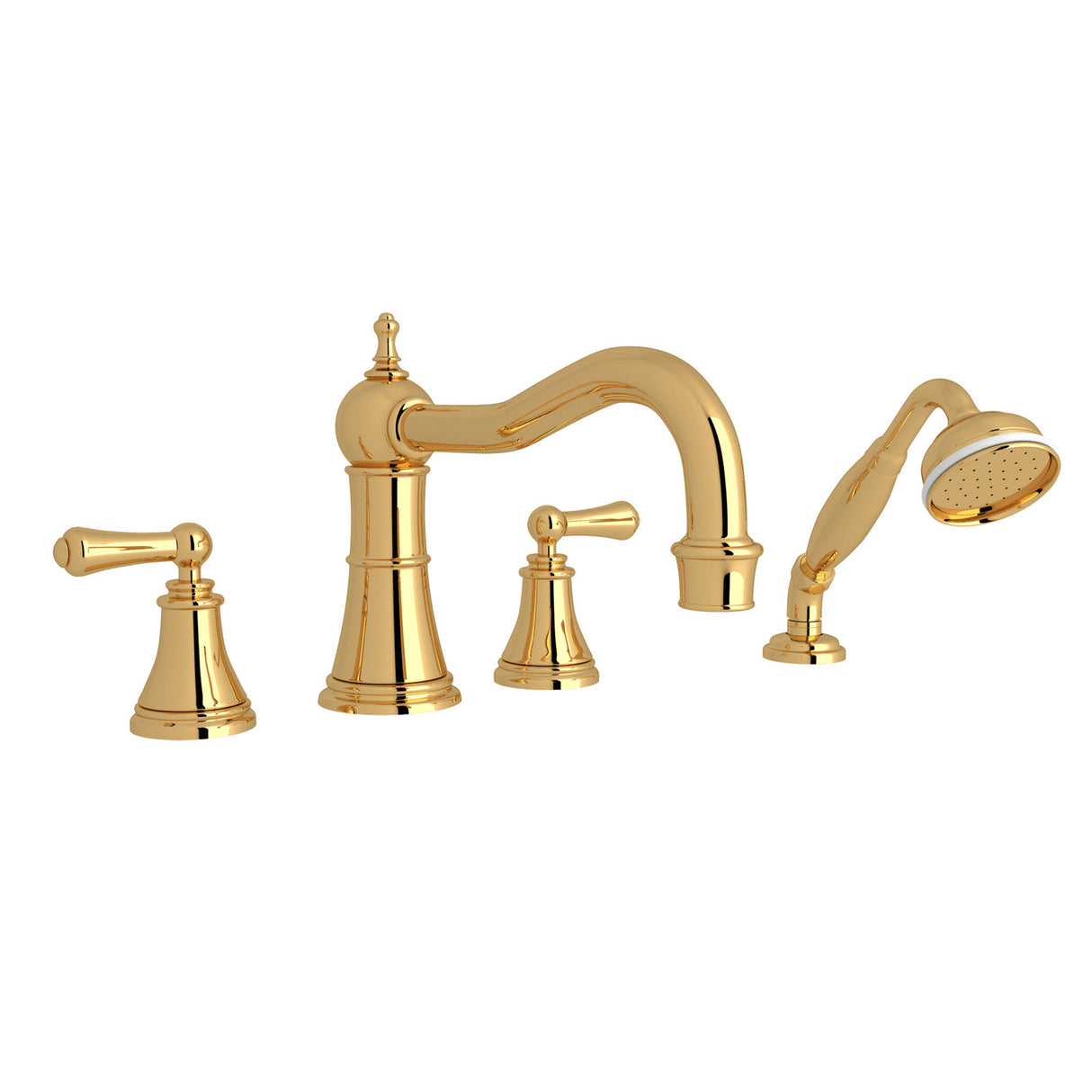 Georgian Era 4-Hole Deck Mount Tub Filler With Column Spout