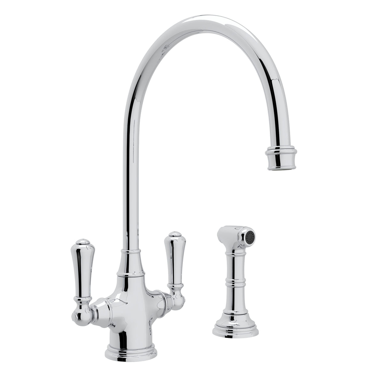 Georgian Era Two Handle Kitchen Faucet With Side Spray