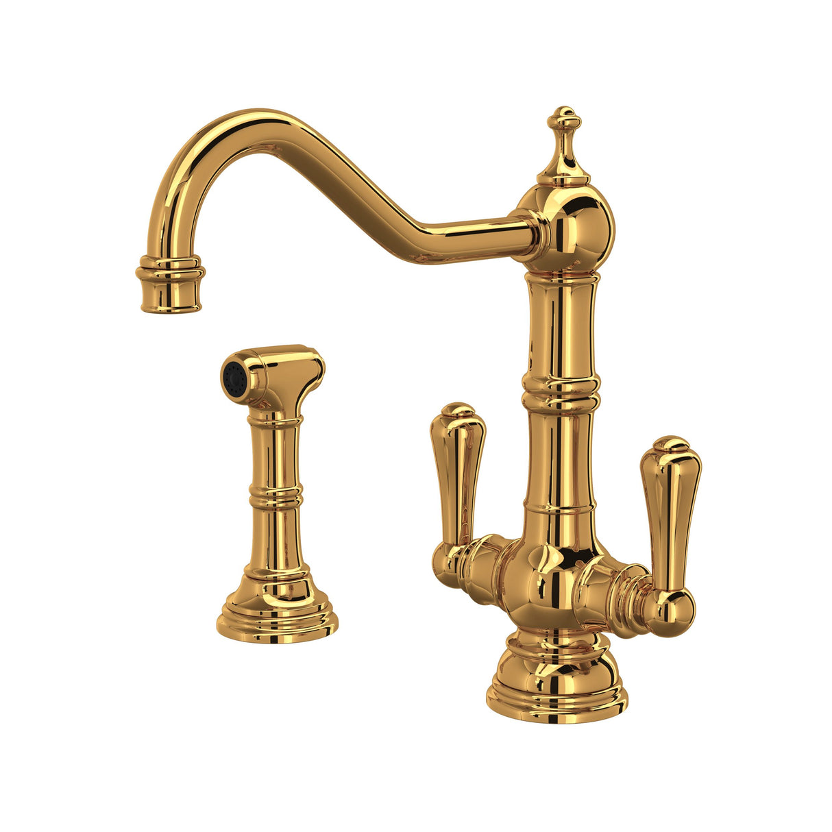 Edwardian Two Handle Kitchen Faucet With Side Spray