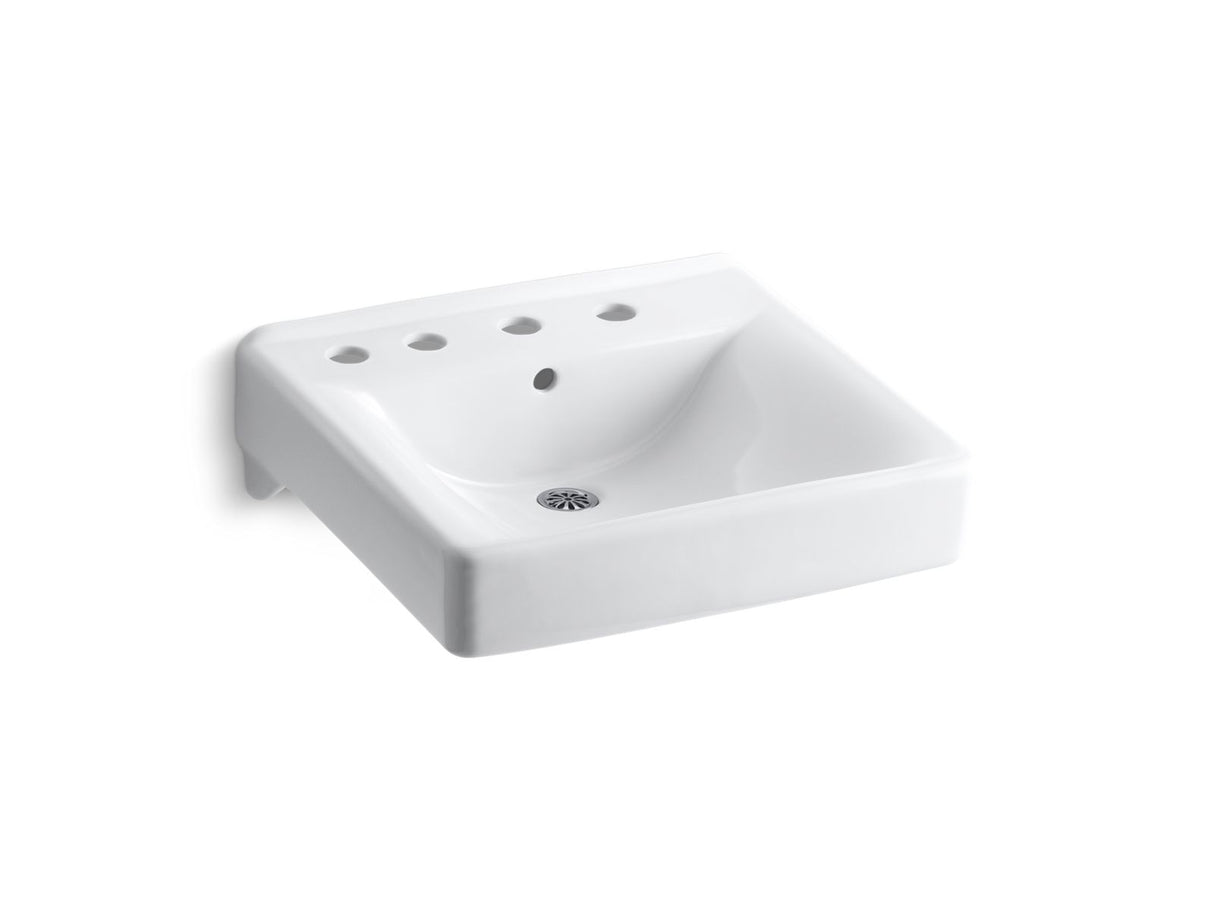 Soho® 20" x 18" wall-mount/concealed arm carrier bathroom sink with 8" widespread faucet holes and left-hand soap dispenser hole