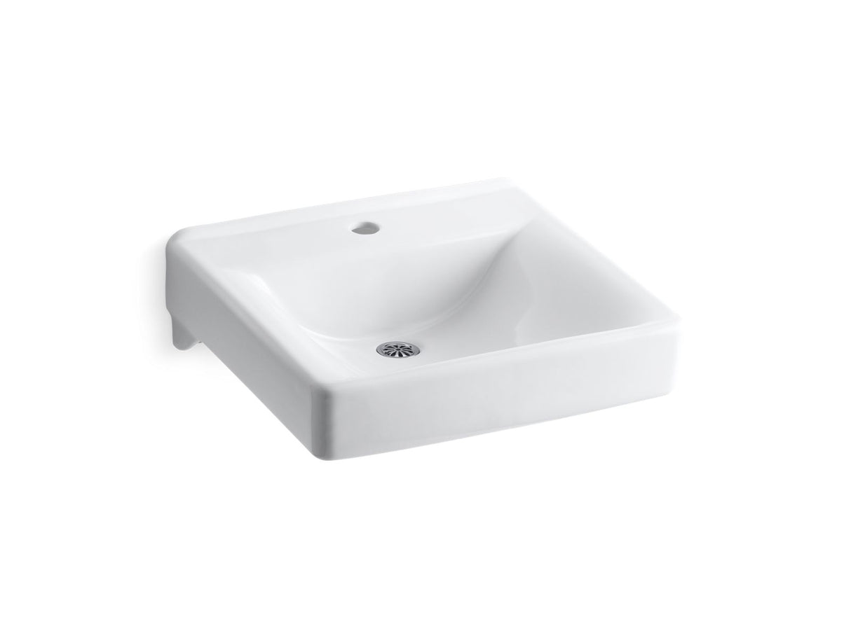 Soho® 20" x 18" wall-mount/concealed arm carrier bathroom sink with single faucet hole