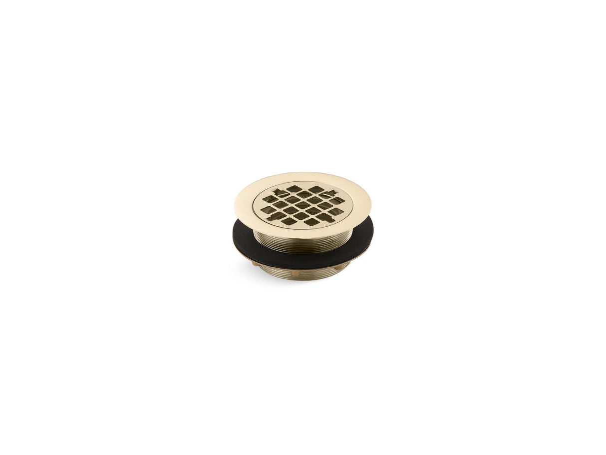 Round shower drain for use with plastic pipe, gasket included