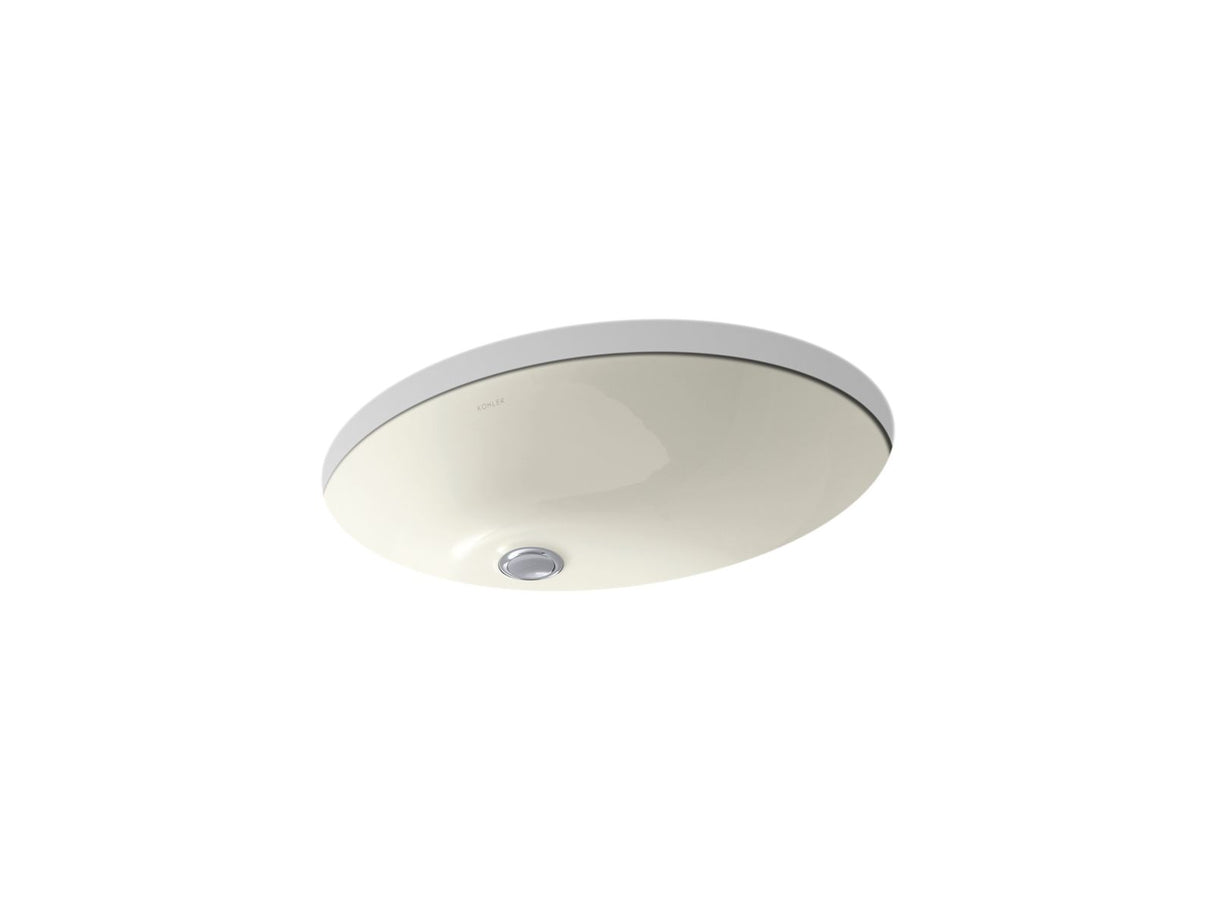 Caxton® 21-1/4" oval undermount bathroom sink with glazed underside, no overflow