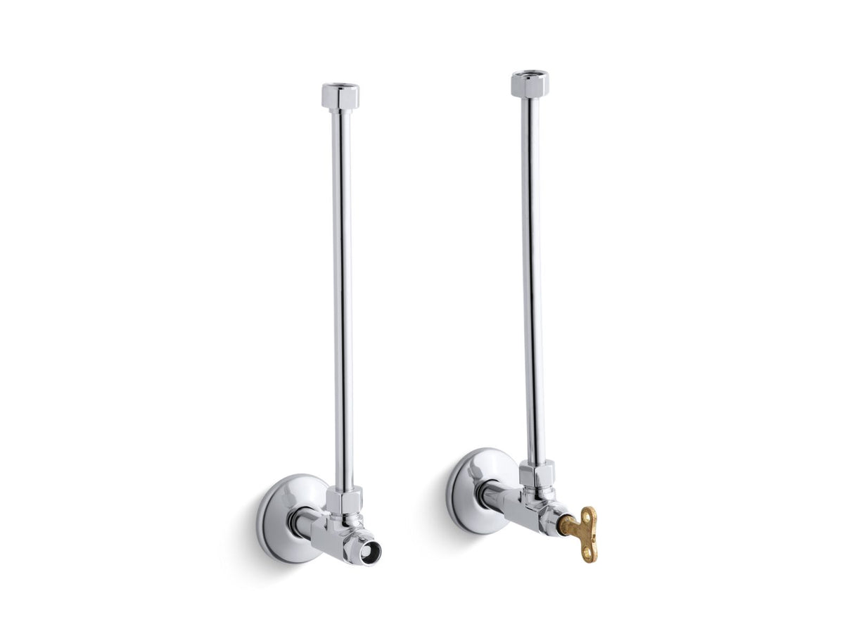 Pair 1/2" NPT angle supplies with loose-key stop and annealed vertical tube