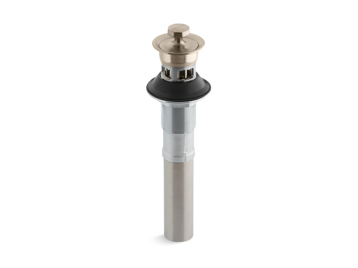 Bathroom sink drain with overflow and non-removable metal stopper
