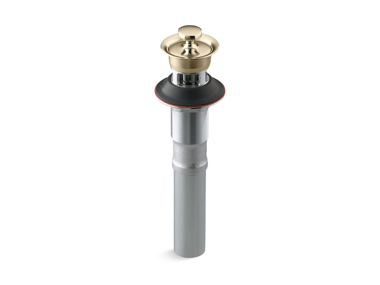 Bathroom sink drain with overflow and non-removable metal stopper