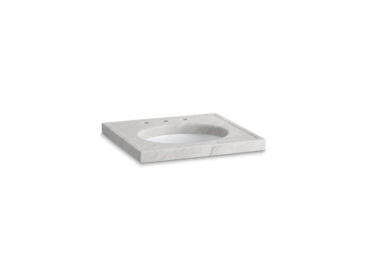 Kathryn® 24" x 22" marble console tabletop with 8" widespread faucet holes and cut for K-2205-G/K-2210-G undermount bathroom sink