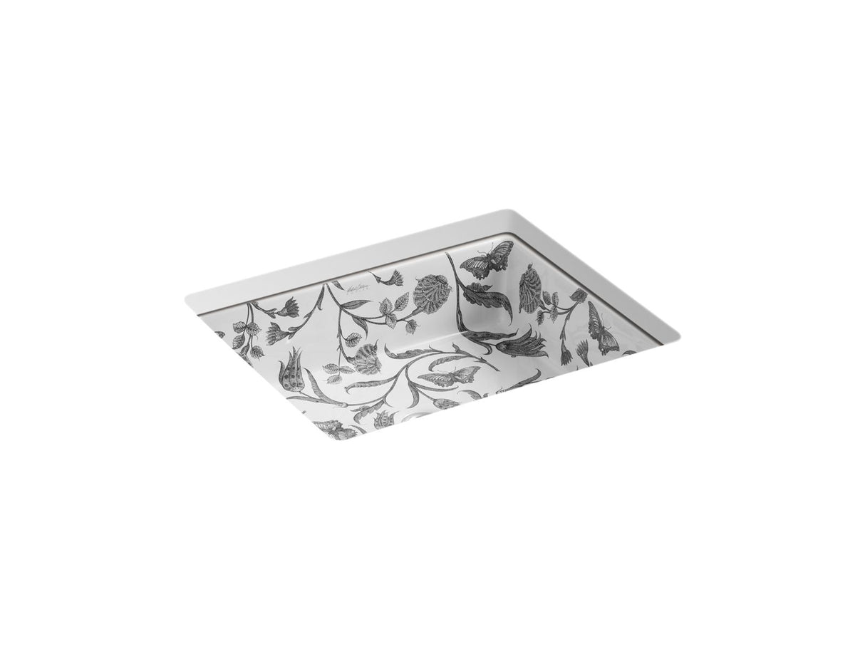 Botanical Study™ Kathryn® 19-3/4" rectangular undermount bathroom sink, no overflow