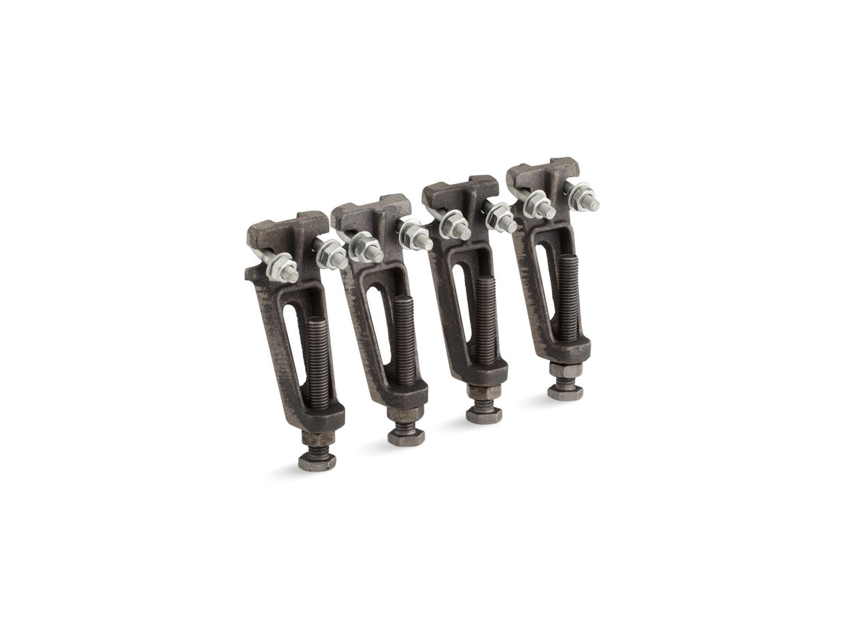 Adjustable feet for cast iron baths