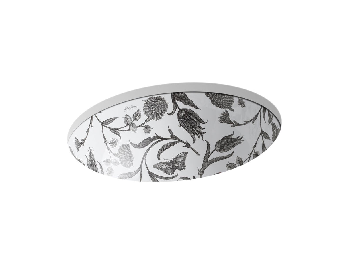 Botanical Study™ Caxton® 19-1/4" oval undermount bathroom sink, no overflow