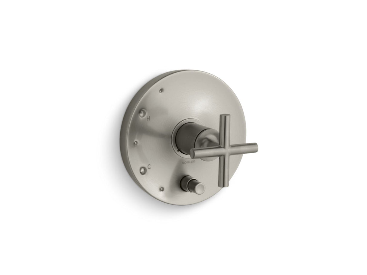 Purist® Rite-Temp® valve trim with push-button diverter and cross handle
