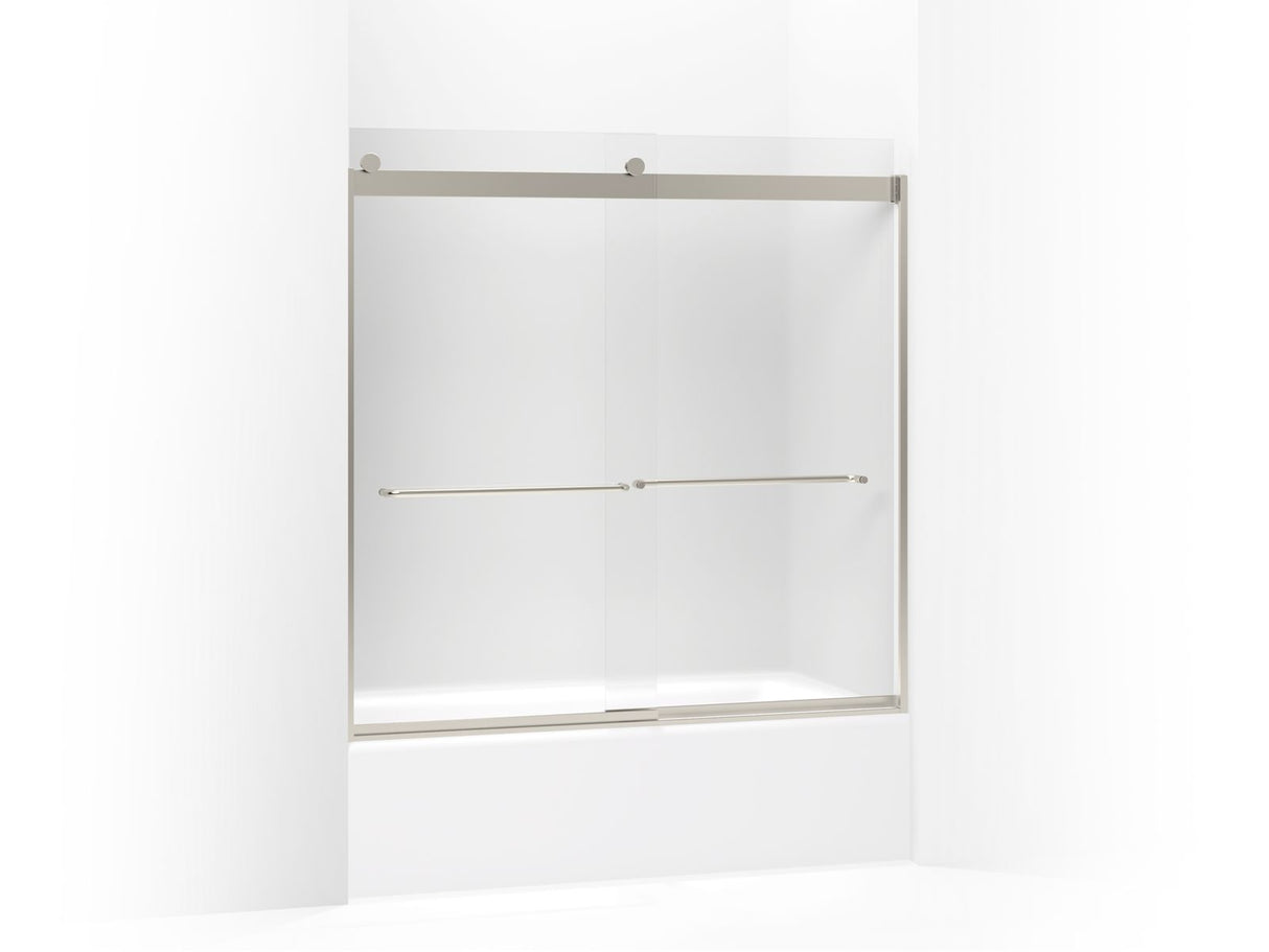 Levity® 56-5/8"-59-5/8" W x 59-3/4" H bypass bath door with 1/4"-thick Frosted glass
