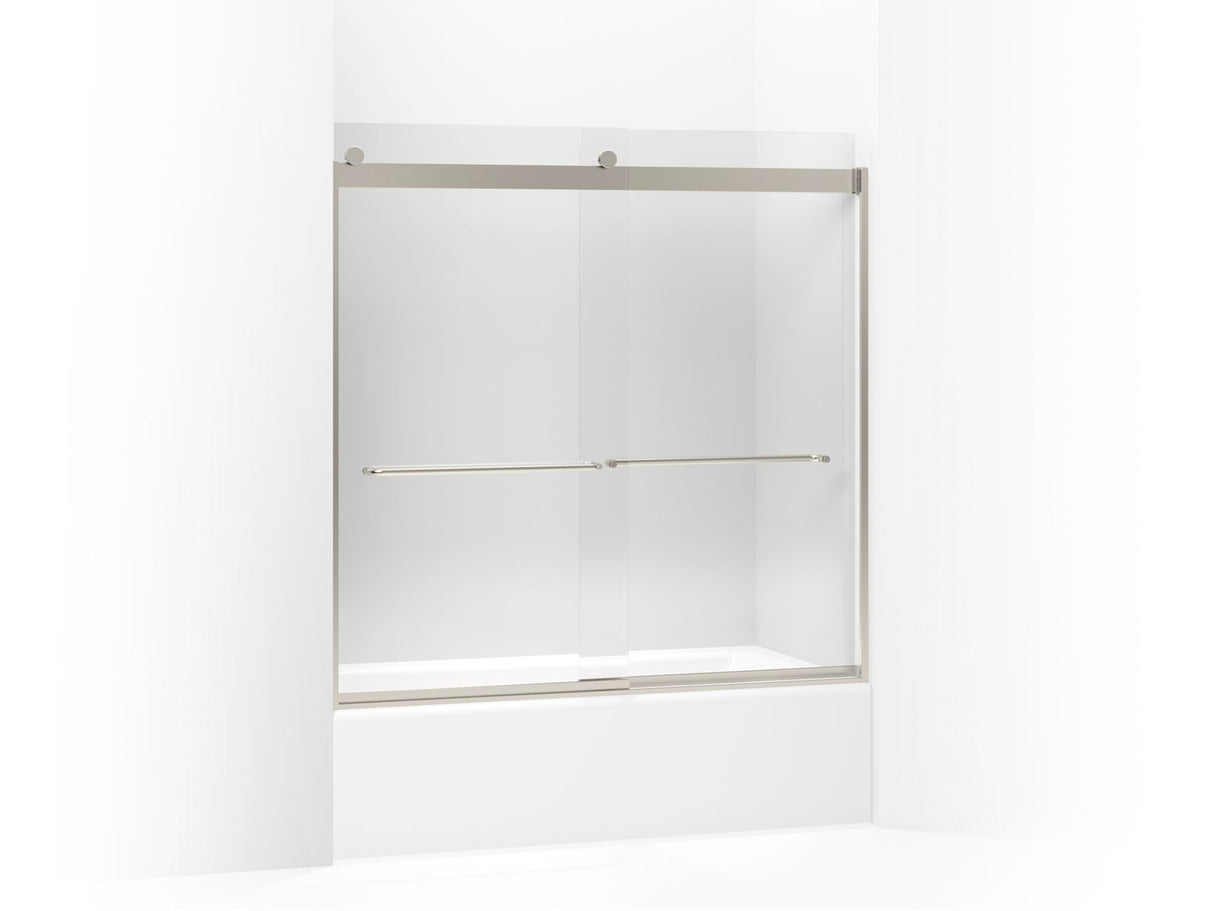 Levity® 56-5/8"-59-5/8" W x 59-3/4" H bypass bath door with 1/4"-thick Crystal Clear glass