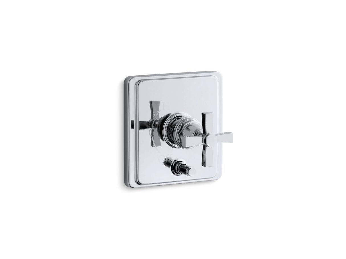 Pinstripe® Rite-Temp® valve trim with push-button diverter and cross handle
