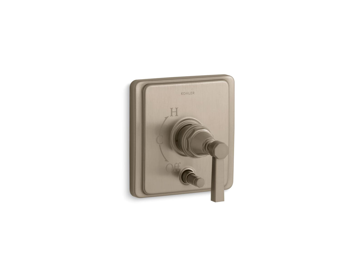Pinstripe® Rite-Temp® valve trim with push-button diverter and lever handle